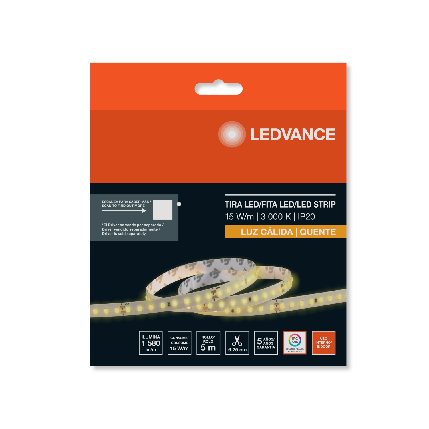 Fita Led 15W/M 3000K 1580Lm/M 120° 5M Value Ledvance