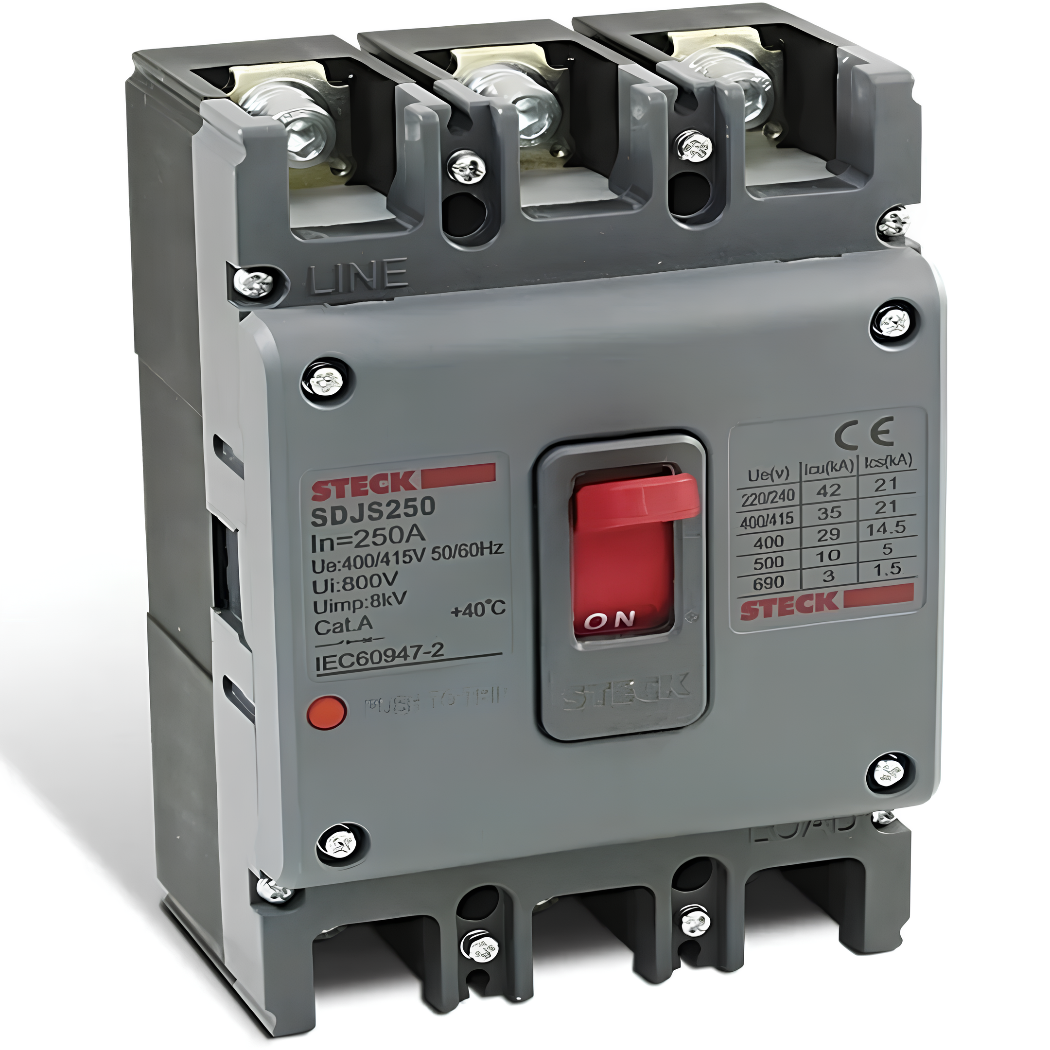 Disjuntor Tripolar 250A 690V Serie S250 Caixa Moldada Sdjs250 Steck