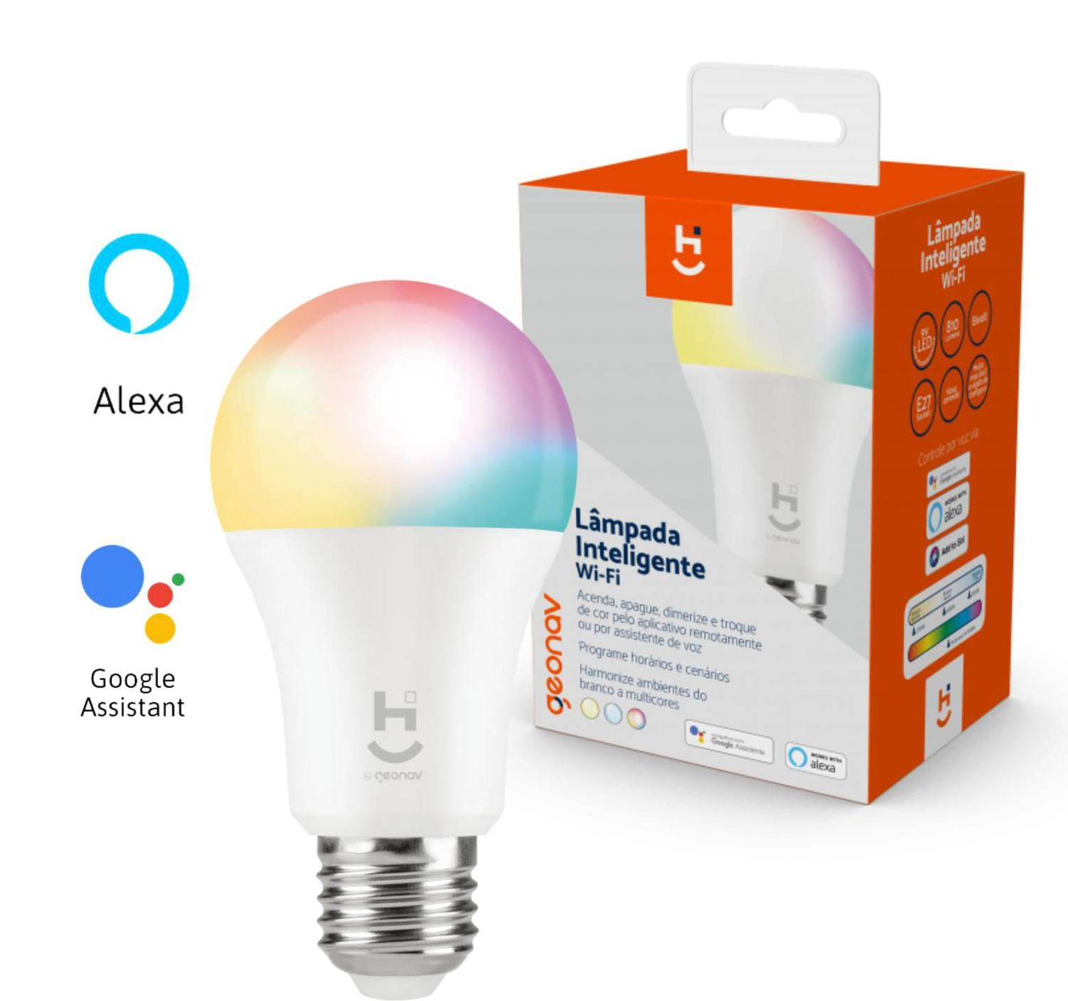 Lampada Led Inteligente 10W 800Lm E27 Wifi Bivolt Geonav