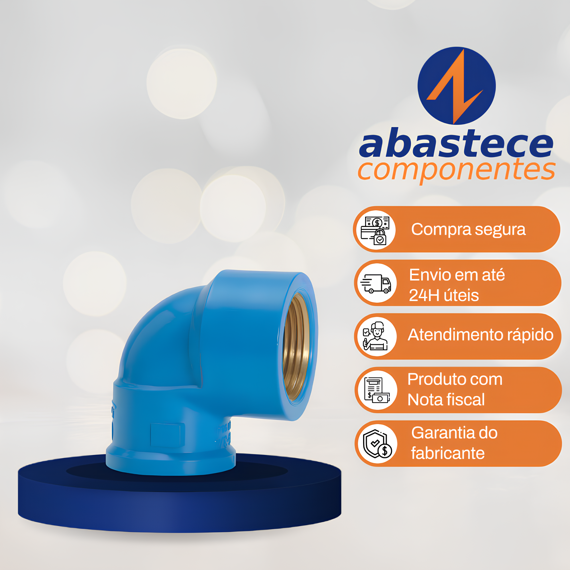 Joelho Soldavel Bucha Latao 90° 25mm X 1/2" Pvc Azul 11679 Amanco