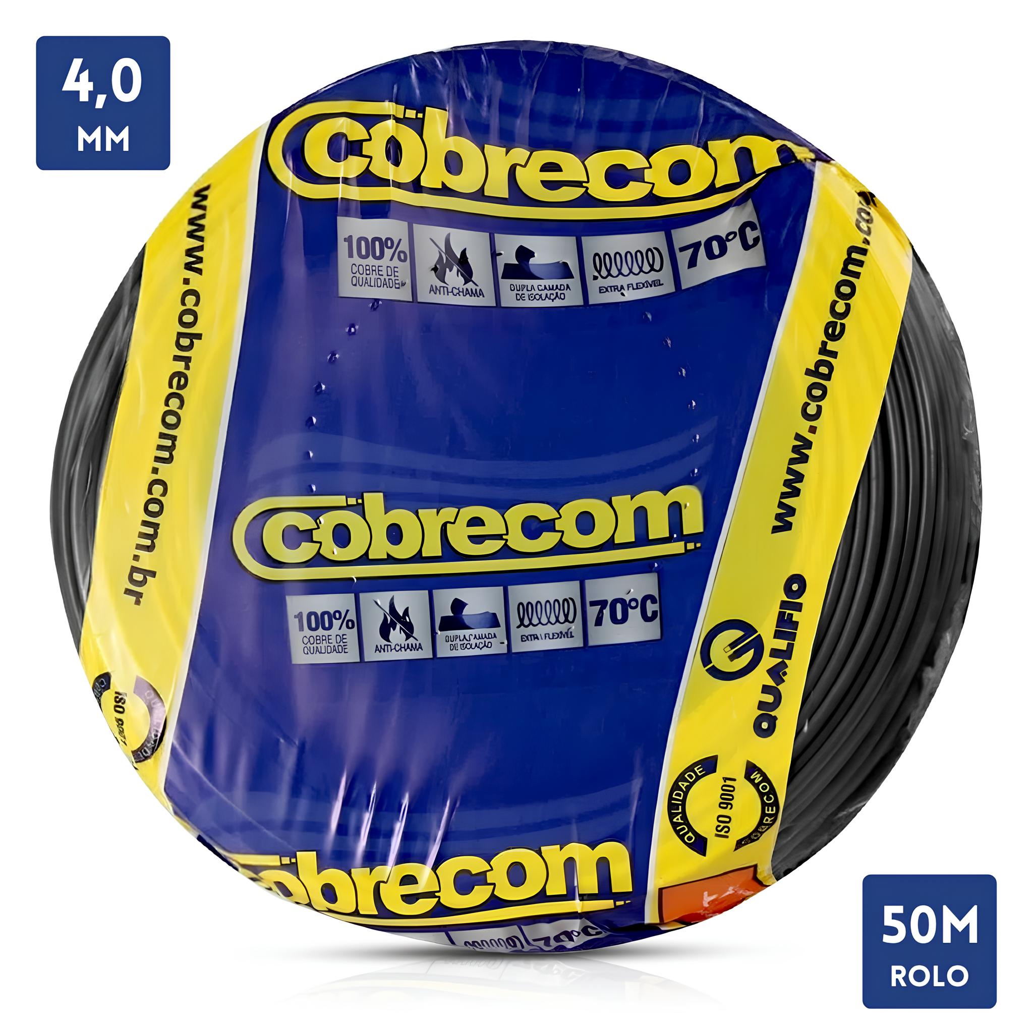 Cabo Flexível 750V 4,00mm 50 metros Cobrecom