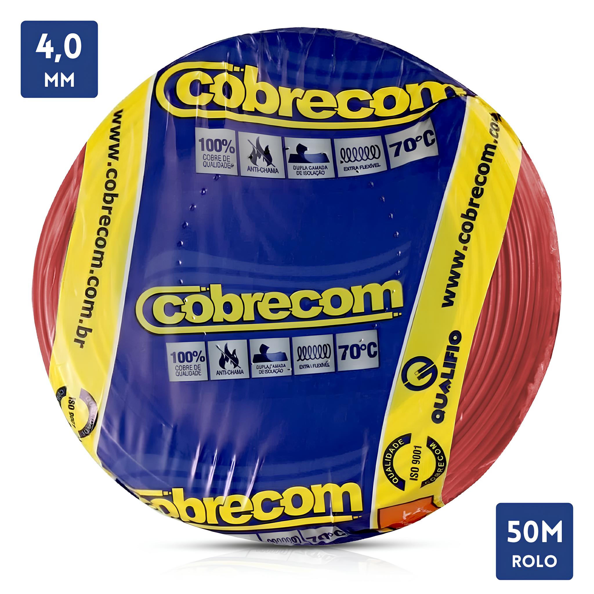 Cabo Flexível 750V 4,00mm 50 metros Cobrecom