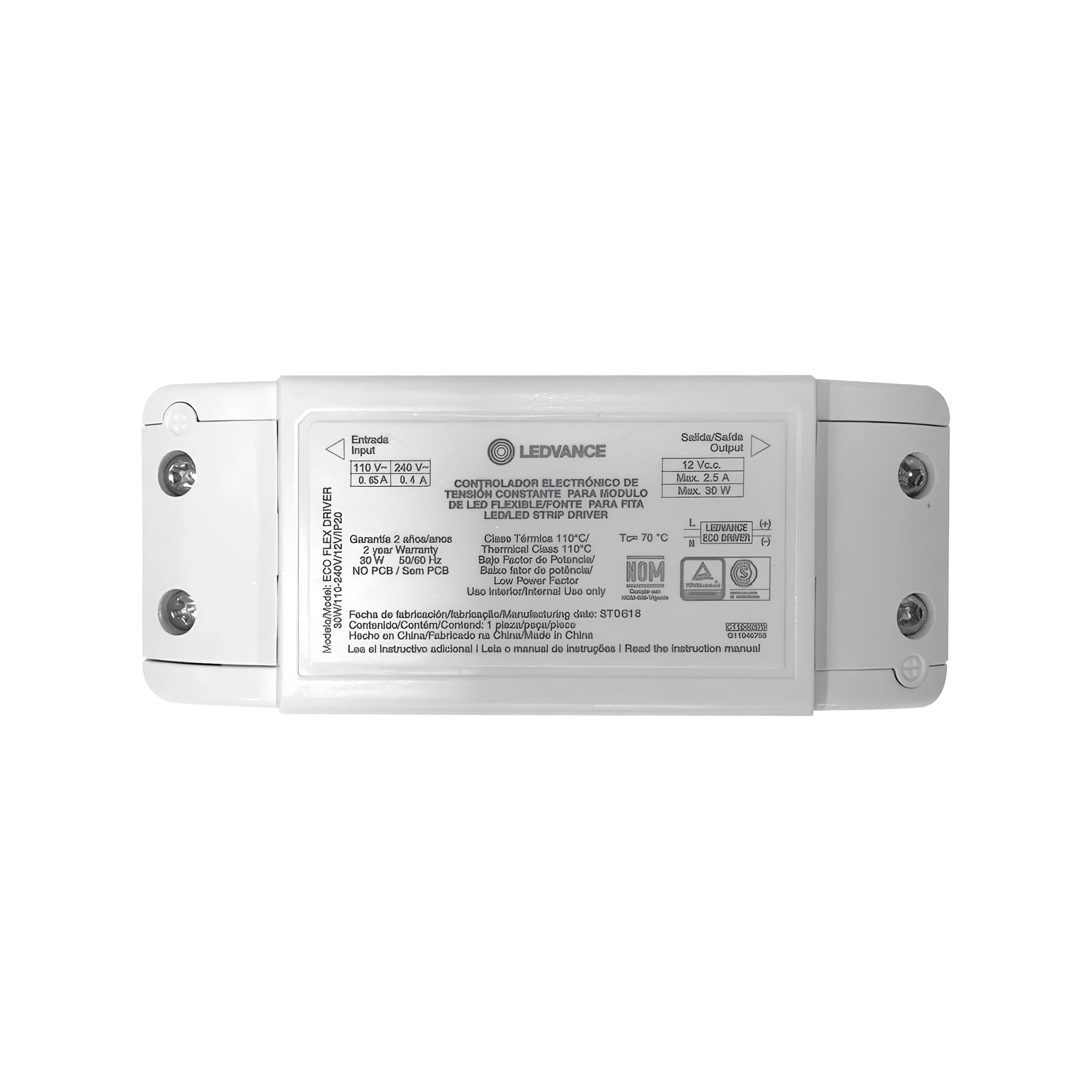 Driver Eco Flex Para Fita Led 30W 12V Ip20 Bivolt Ledvance
