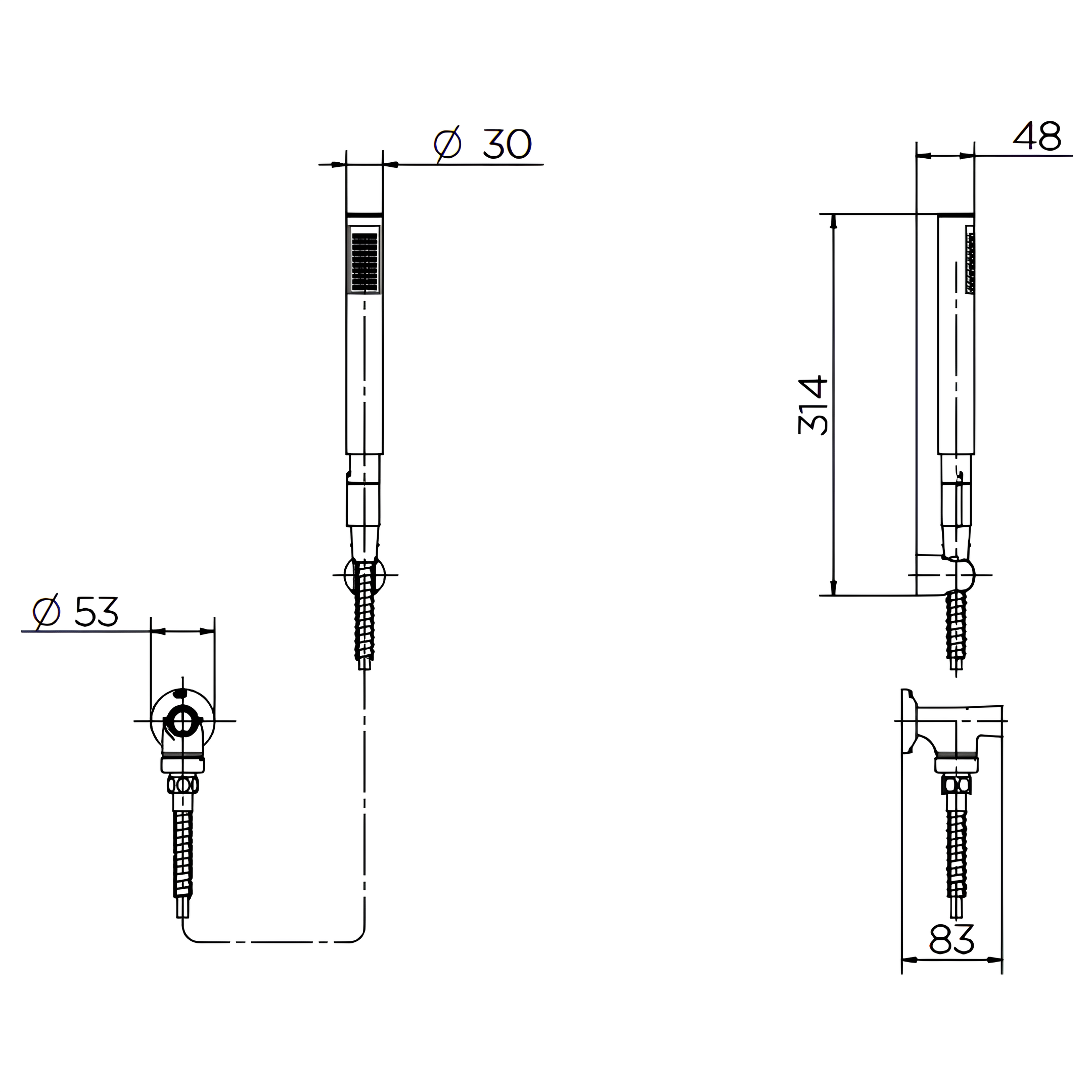 Ducha manual C30 com desviador Cromado 00934206 Docol