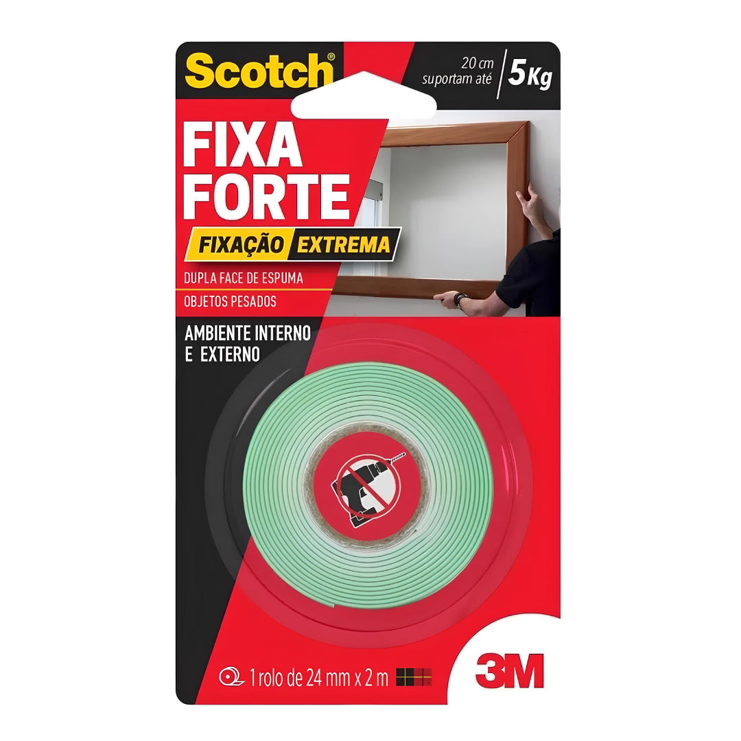 Fita Dupla Face Fixa Forte Extreme 24MM x 2M 5Kg 3M
