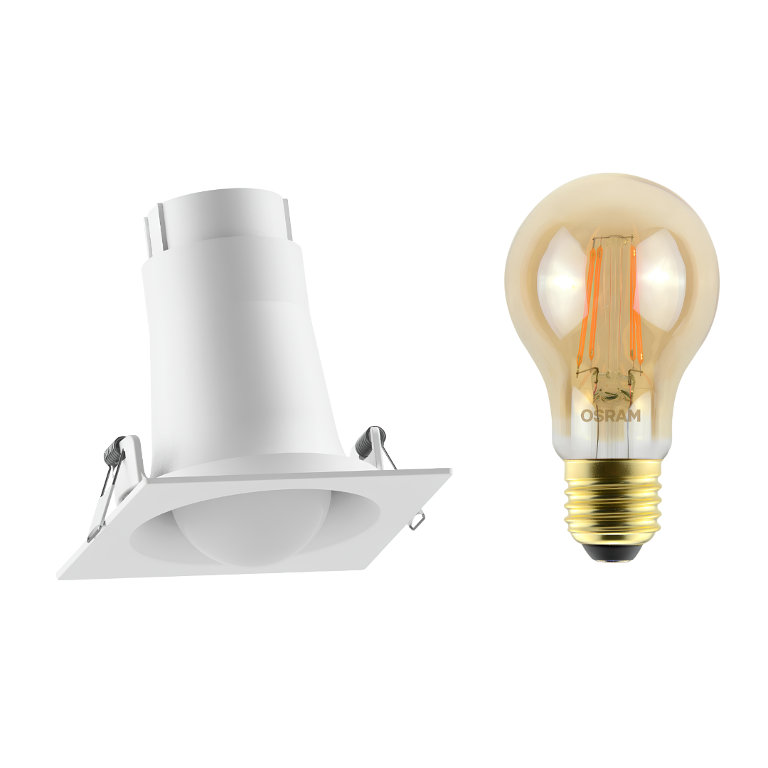 Spot Quadrado Embutir Branco Bulbo Filamento 5,5W 2500K 560Lm Osram