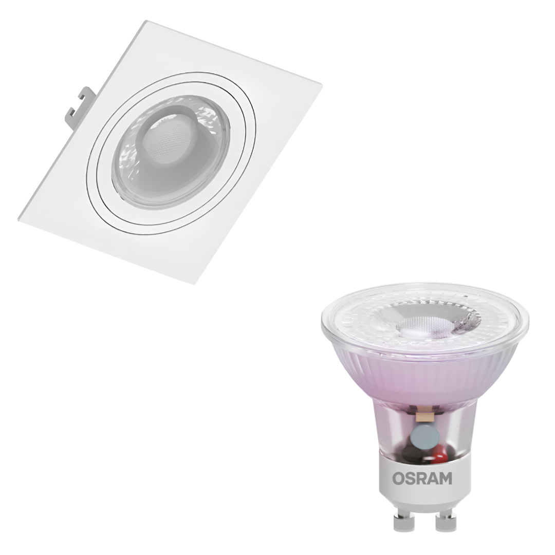 Spot Led Quadrado Embutir Branco Par16 Glass 4W 370Lm Osram
