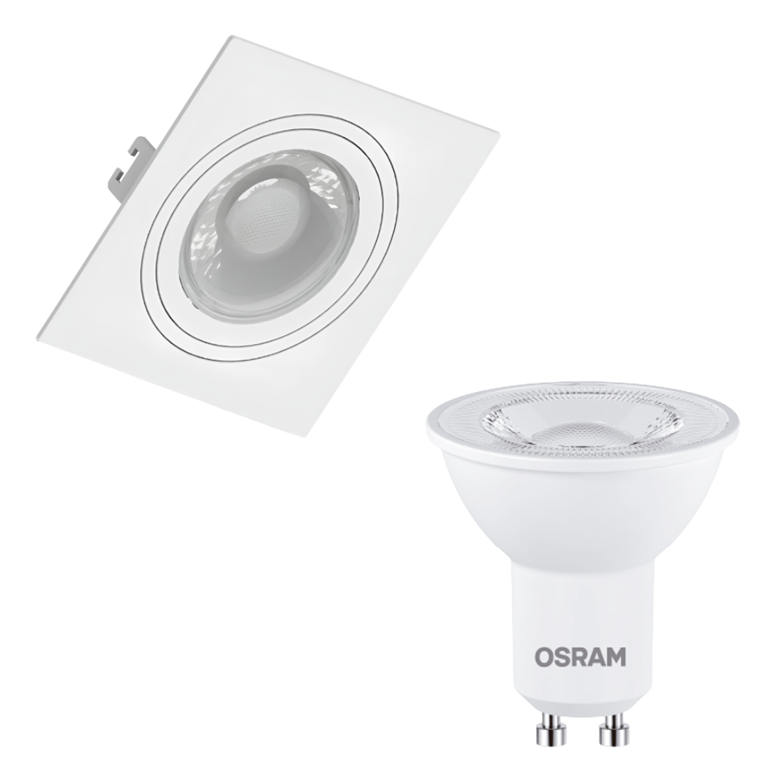 Spot Led Quadrado Embutir Branco Par16 Dim 5,5W 2700K 550Lm Osram