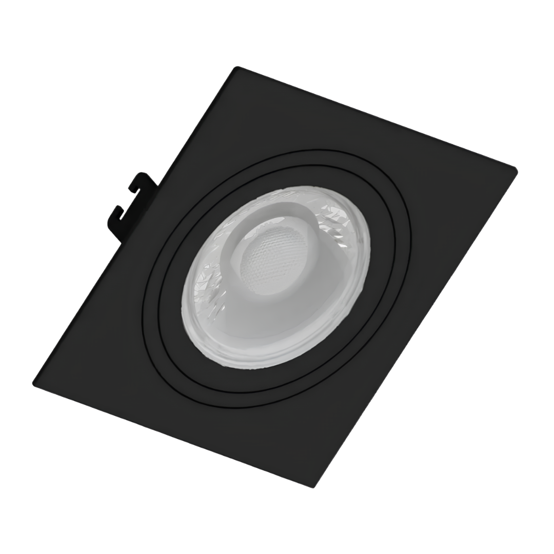 Spot Led Quadrado Embutir Preto Par16 Dim 5,5W 2700K 550Lm Osram