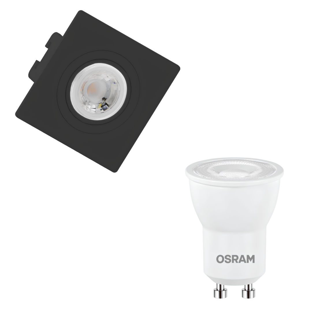 Spot Led Quadrado Embutir Preto Par11 Dim 3,5W 2700K 300Lm Osram
