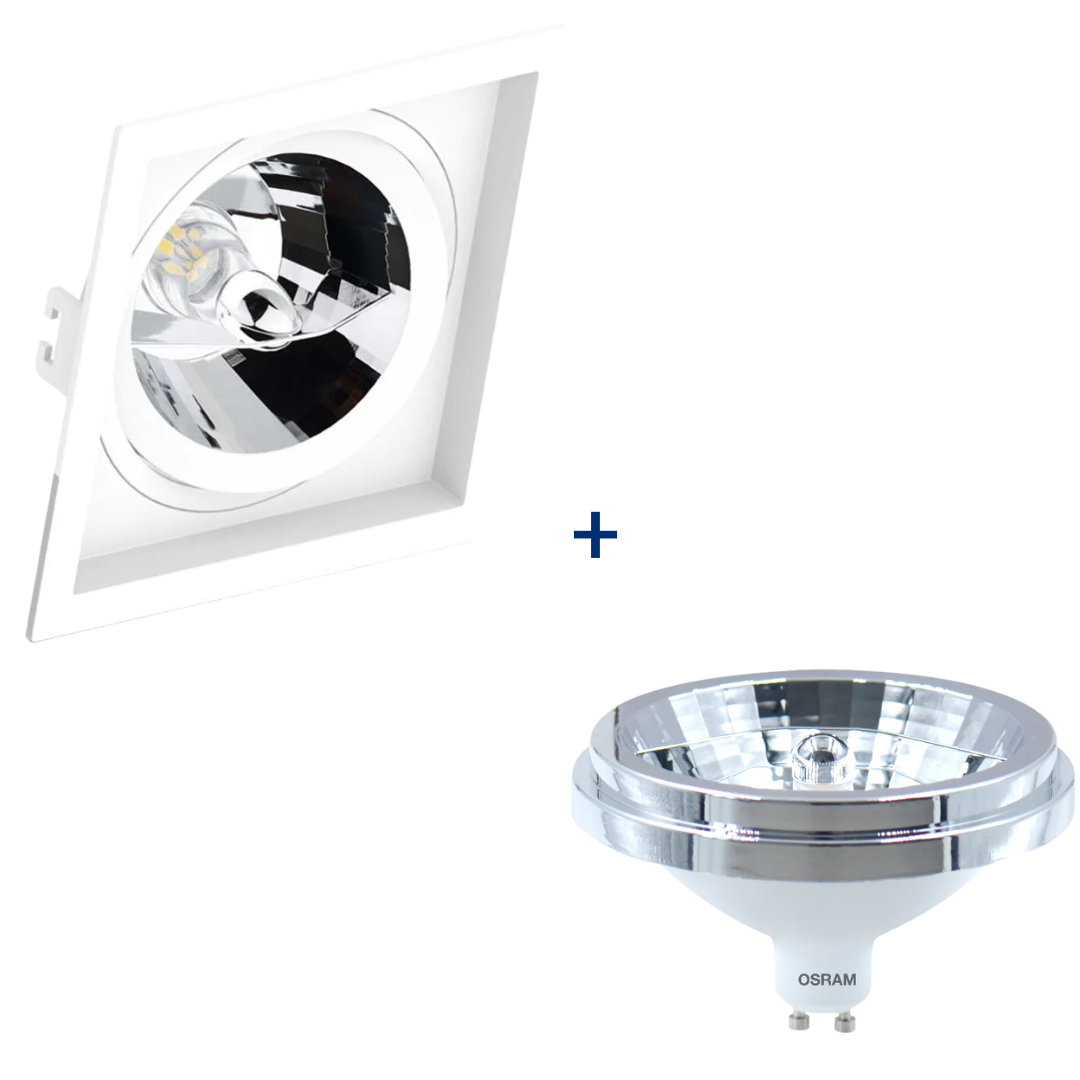 Spot Quadrado Embutir Recuado Br Ar111 Dim 11w 2700K Bivolt Ledvance