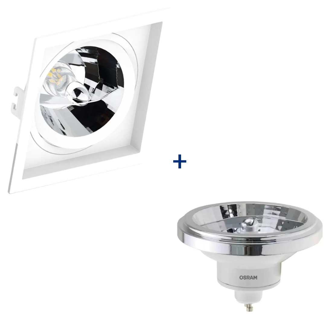 Spot Quadrado Embutir Recuado Br Ar111 Dim 12w 2700K Bivolt Ledvance