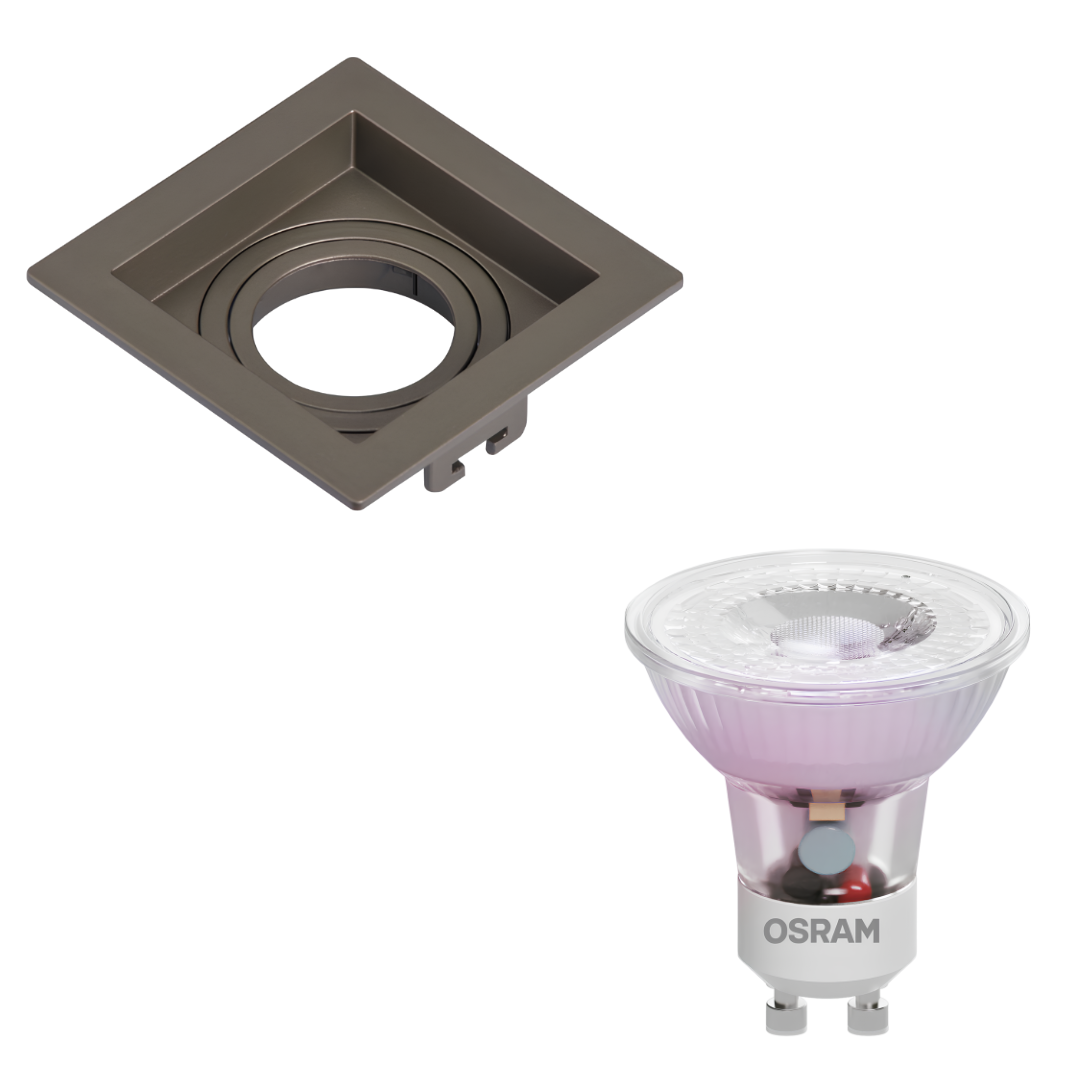 Spot Quadrado Embutir Recuado Chumbo Par16 Glass 4W 370Lm Osram