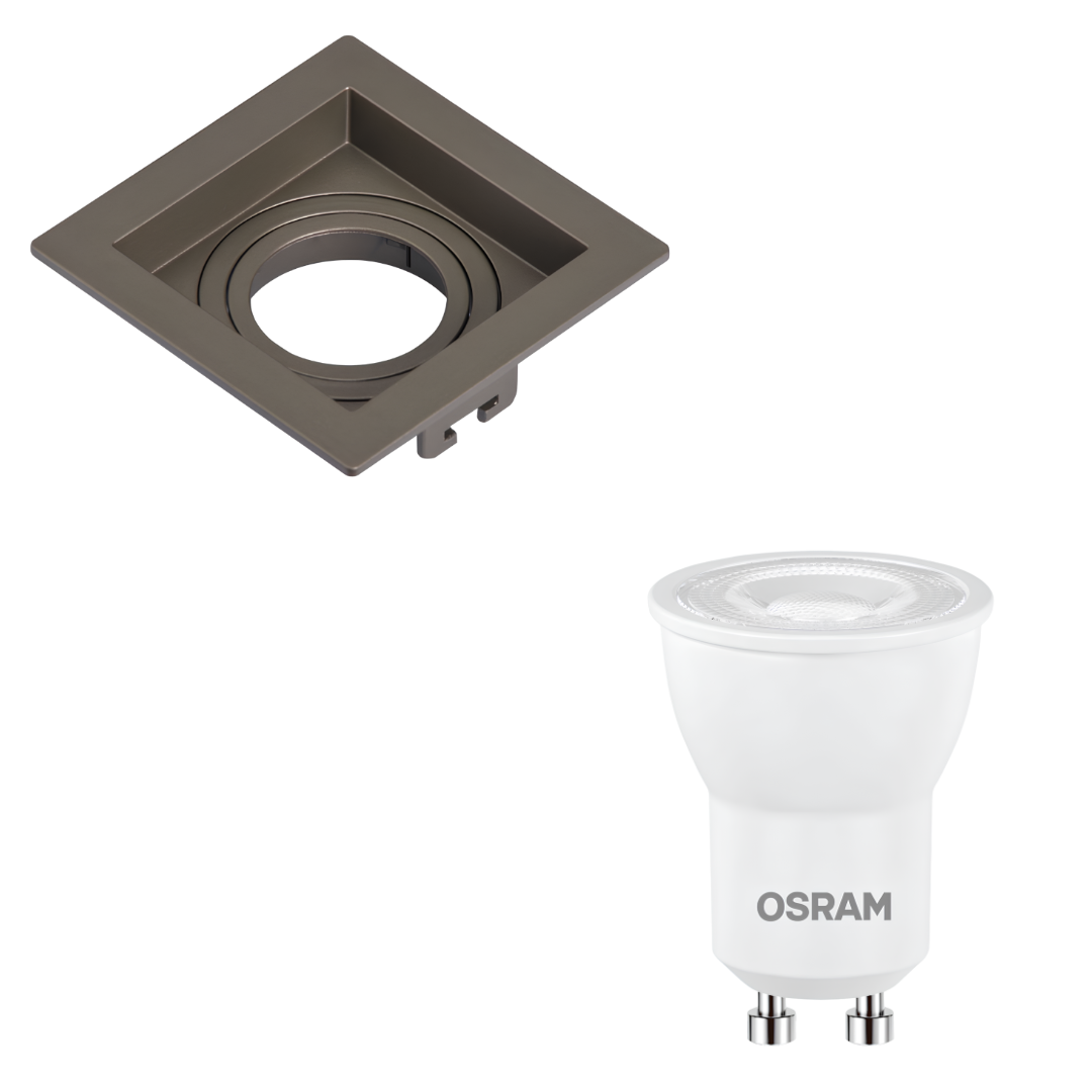Spot Led Quadrado Recuado Chumbo Par16 Dim 5,5W 2700K 550Lm Osram
