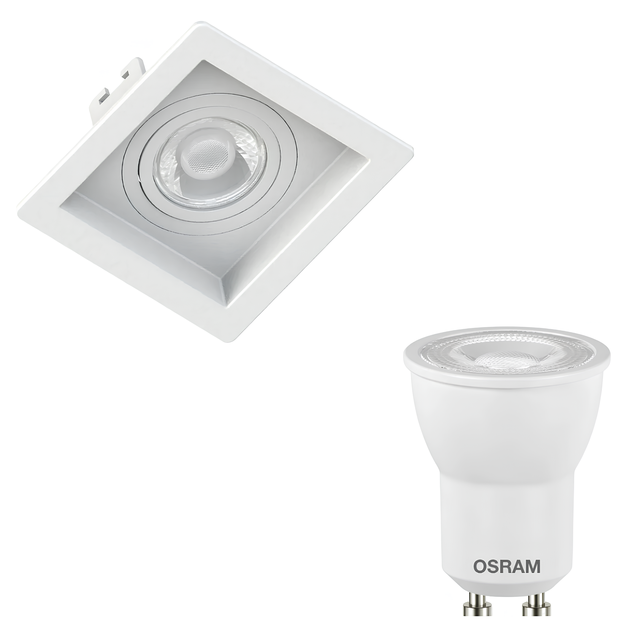 Spot Led Quadrado Embutir Recuado Branco Par11 3W 300Lm Osram