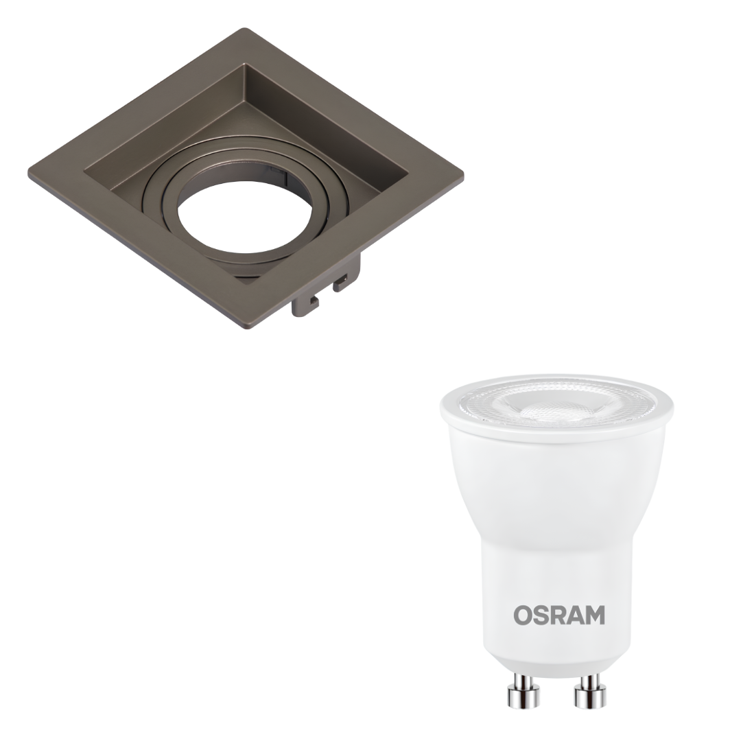 Spot Led Quadrado Recuado Chumbo Par11 Dim 3,5W 2700K 300Lm Osram