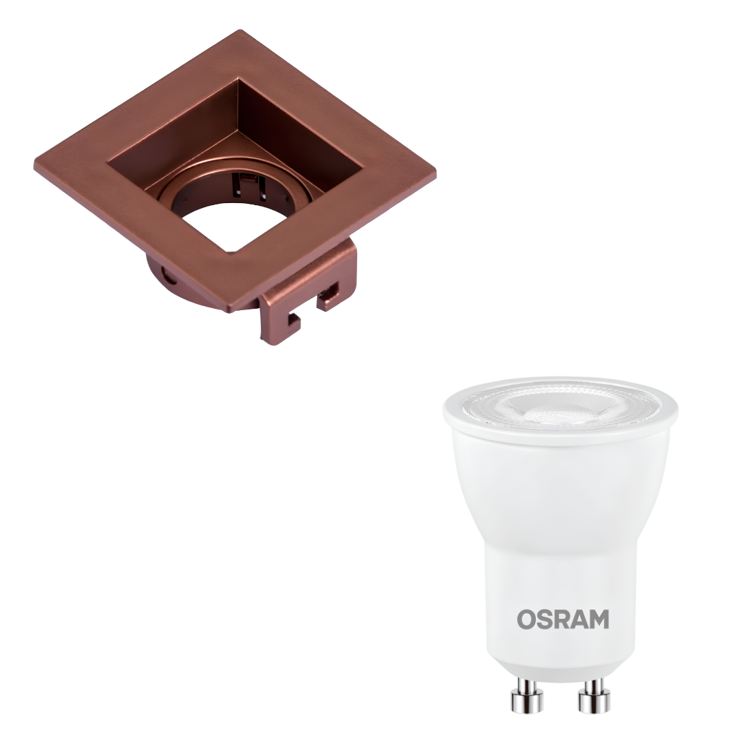 Spot Led Quadrado Recuado Cobre Par11 Dim 3,5W 2700K 300Lm Osram
