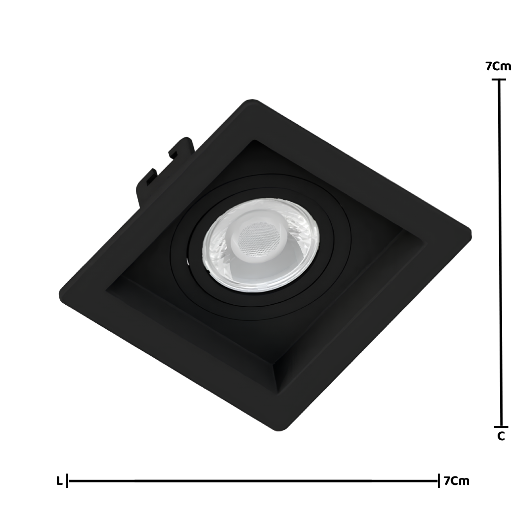 Spot Led Quadrado Recuado Preto Par11 Dim 3,5W 2700K 300Lm Osram