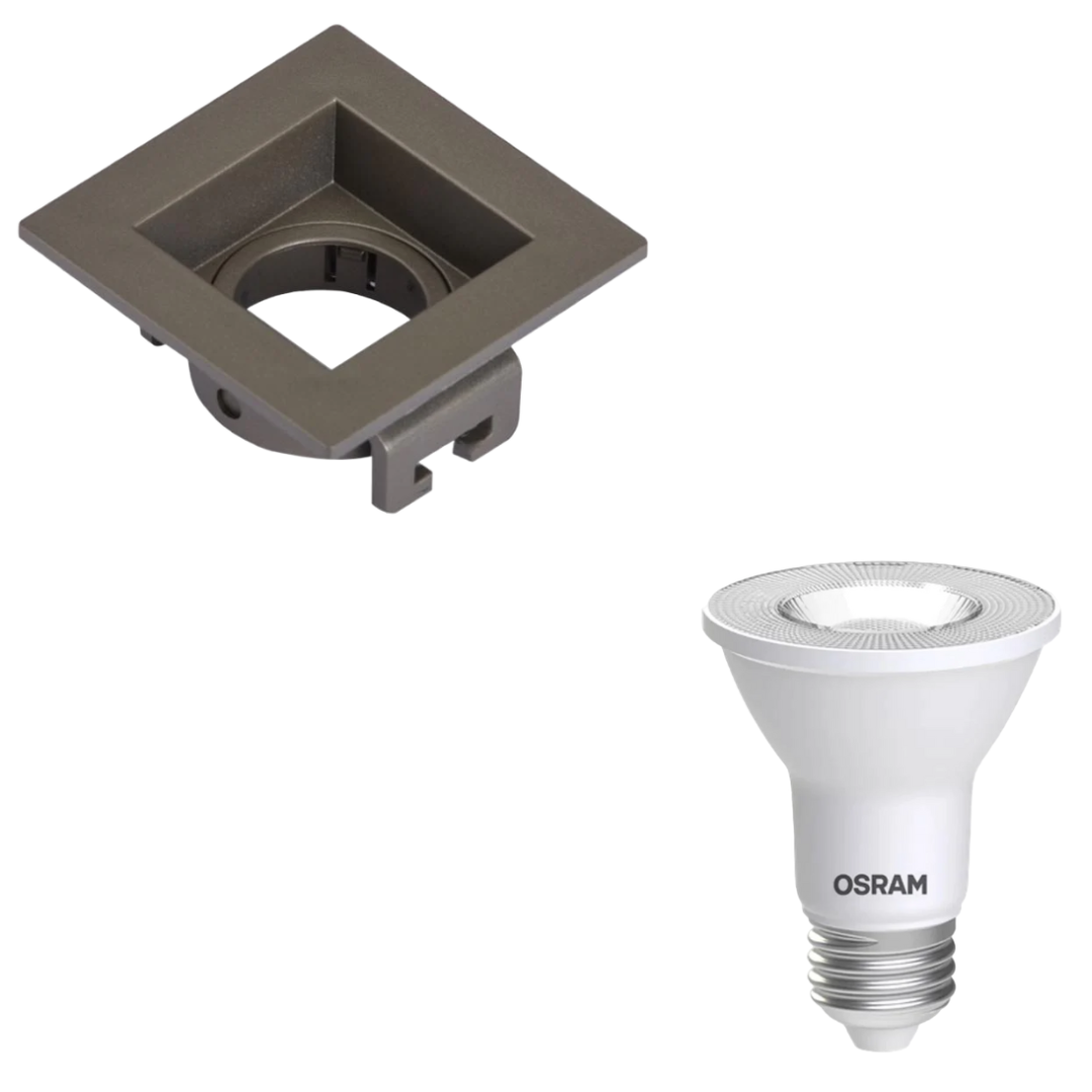 Spot Quadrado Embutir Recuado Chumbo Par20 5,5W 2700K 525Lm Osram<BR>