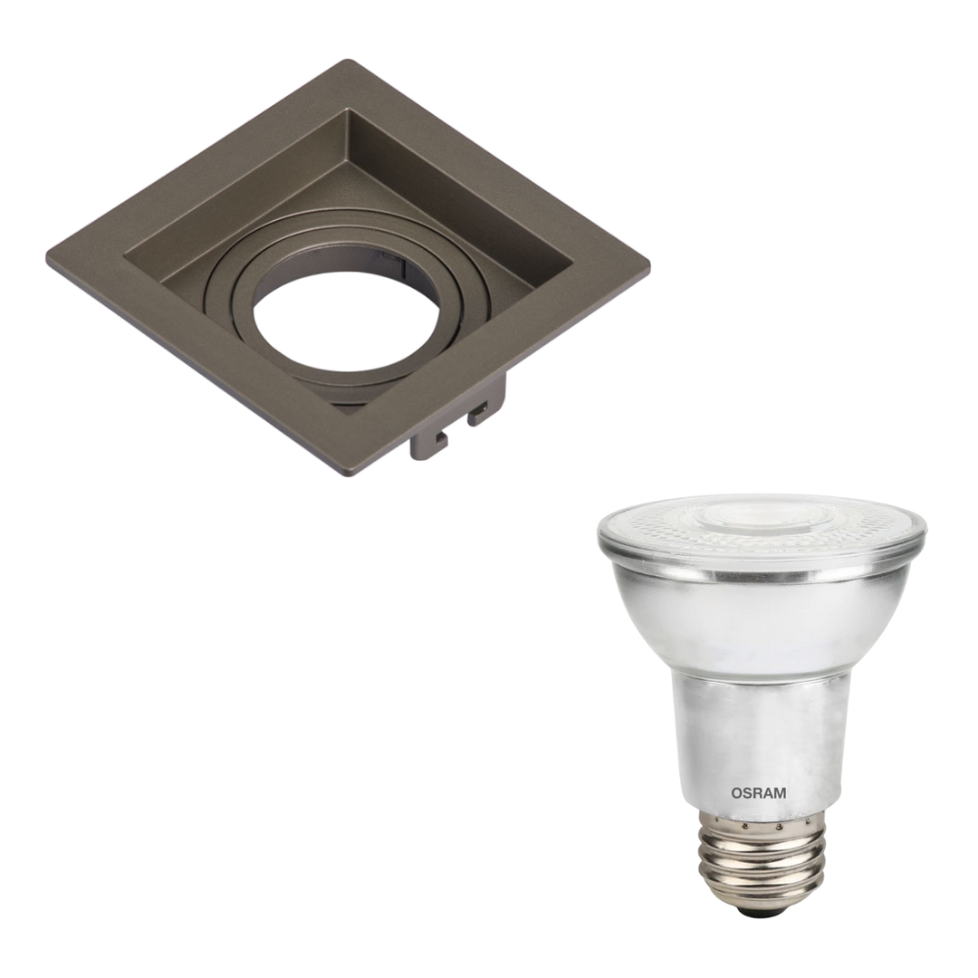 Spot Quadrado Recuado Chumbo Par20 7W 3000K 525Lm Bivolt Osram