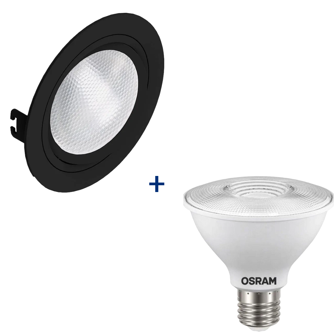 Spot Led Redondo Preto Par30 9,5W 2700K 900Lm Ip20 E27 Osram