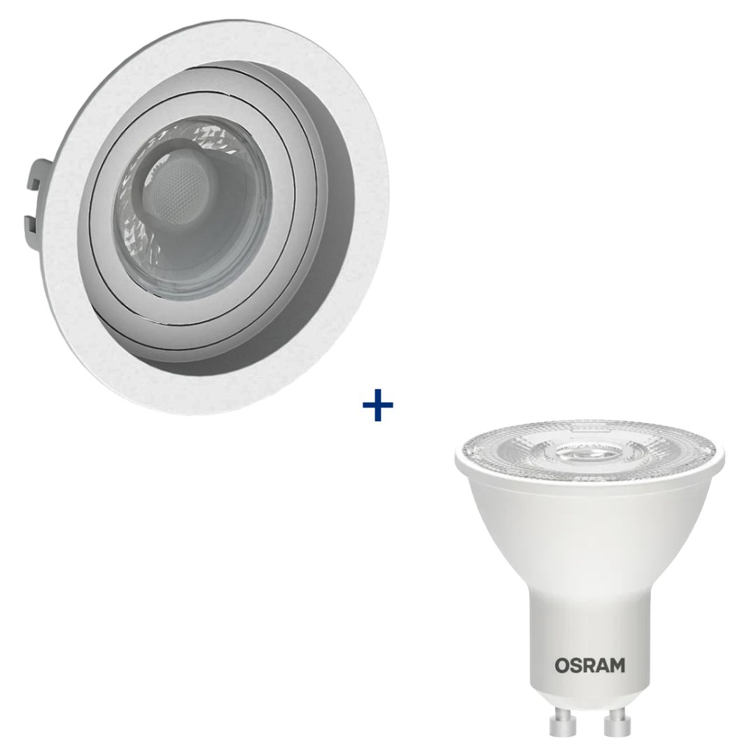 Spot Led Redondo Embutir Recuado Branco Par16 4W 350Lm Osram