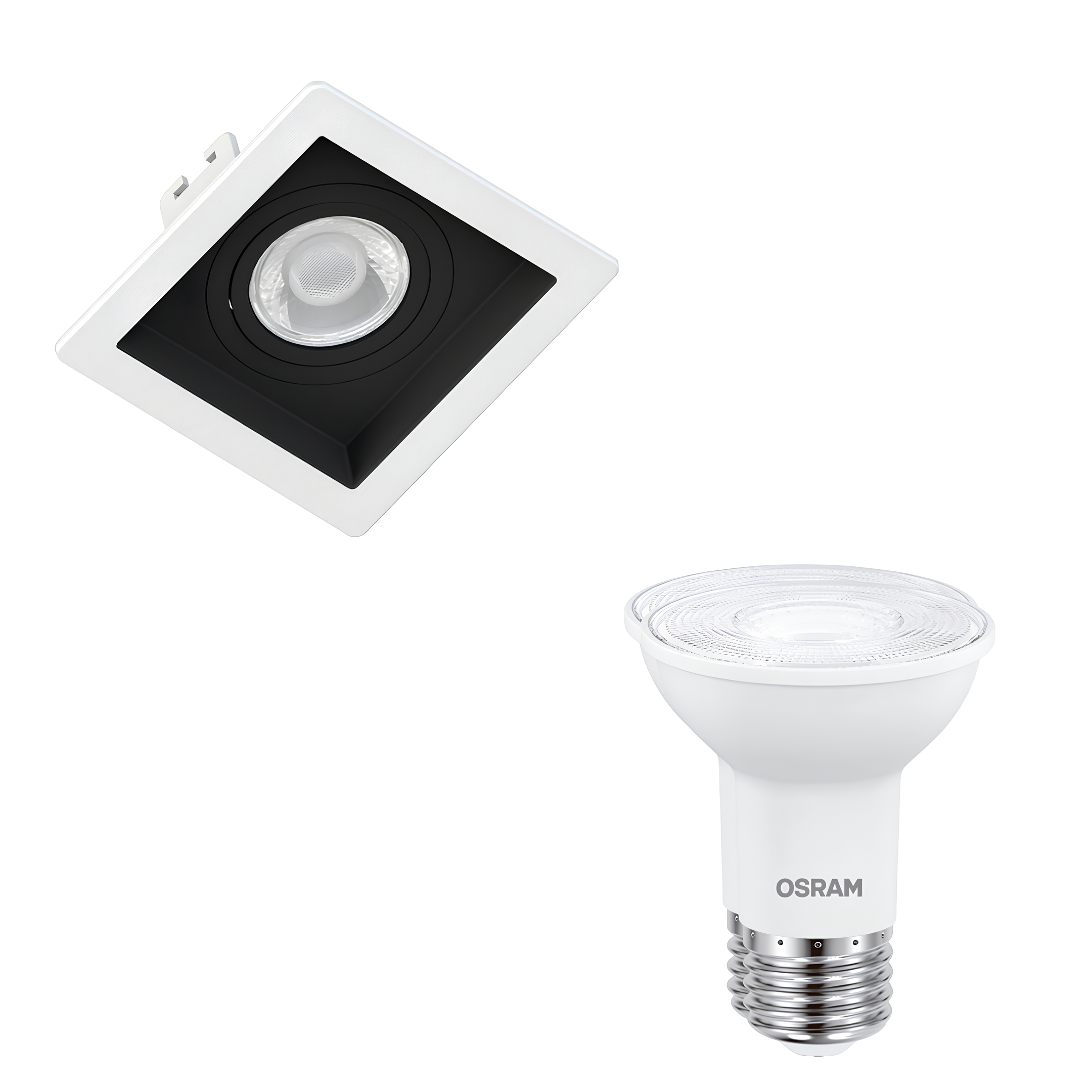 Spot Led Quadrado Embutir Recuado Br/Pt Par20 Dim 5,5W 525Lm Osram