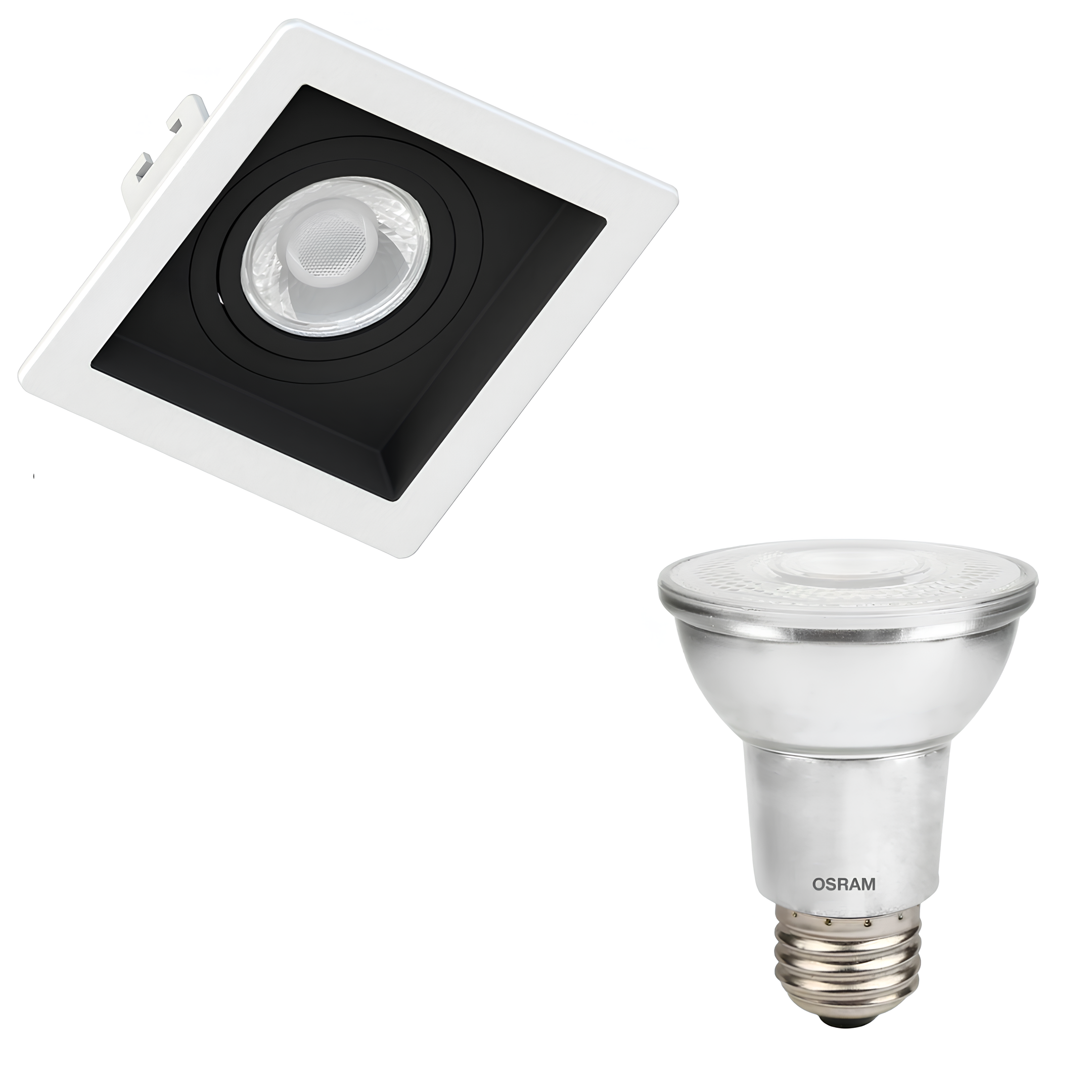 Spot Quadrado Recuado Br/Pt Par20 7W 3000K 525Lm Bivolt Osram