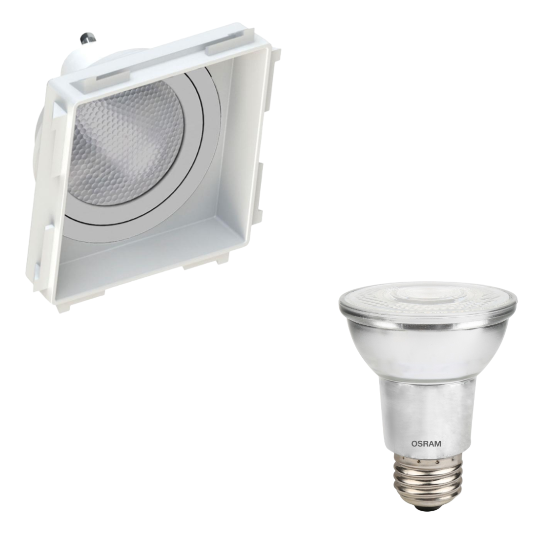 Spot Quadrado Recuado No Frame Branco Par20 7W 3000K 525Lm Bivolt Osram