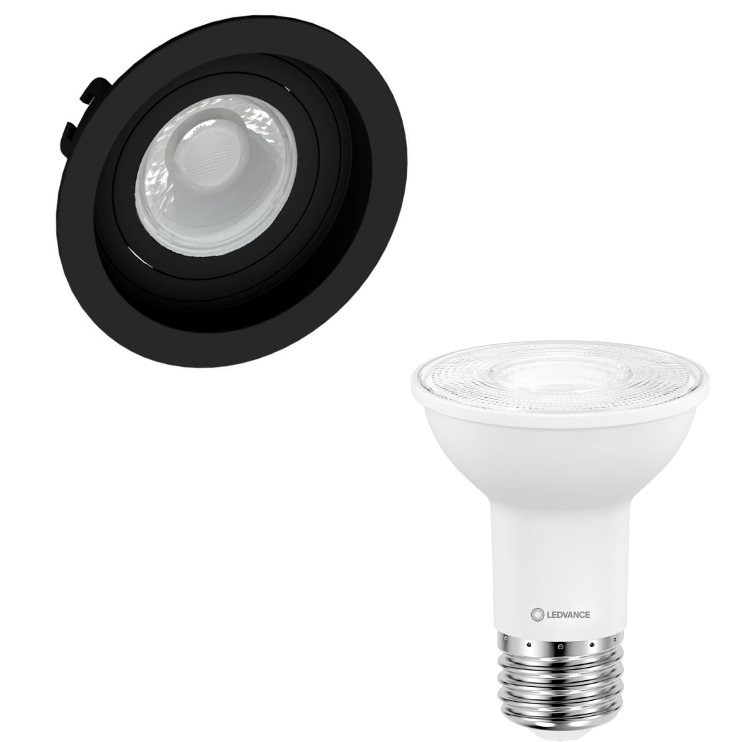 Spot Led Redondo Recuado Preto Par20 5,5W 525Lm Ledvance
