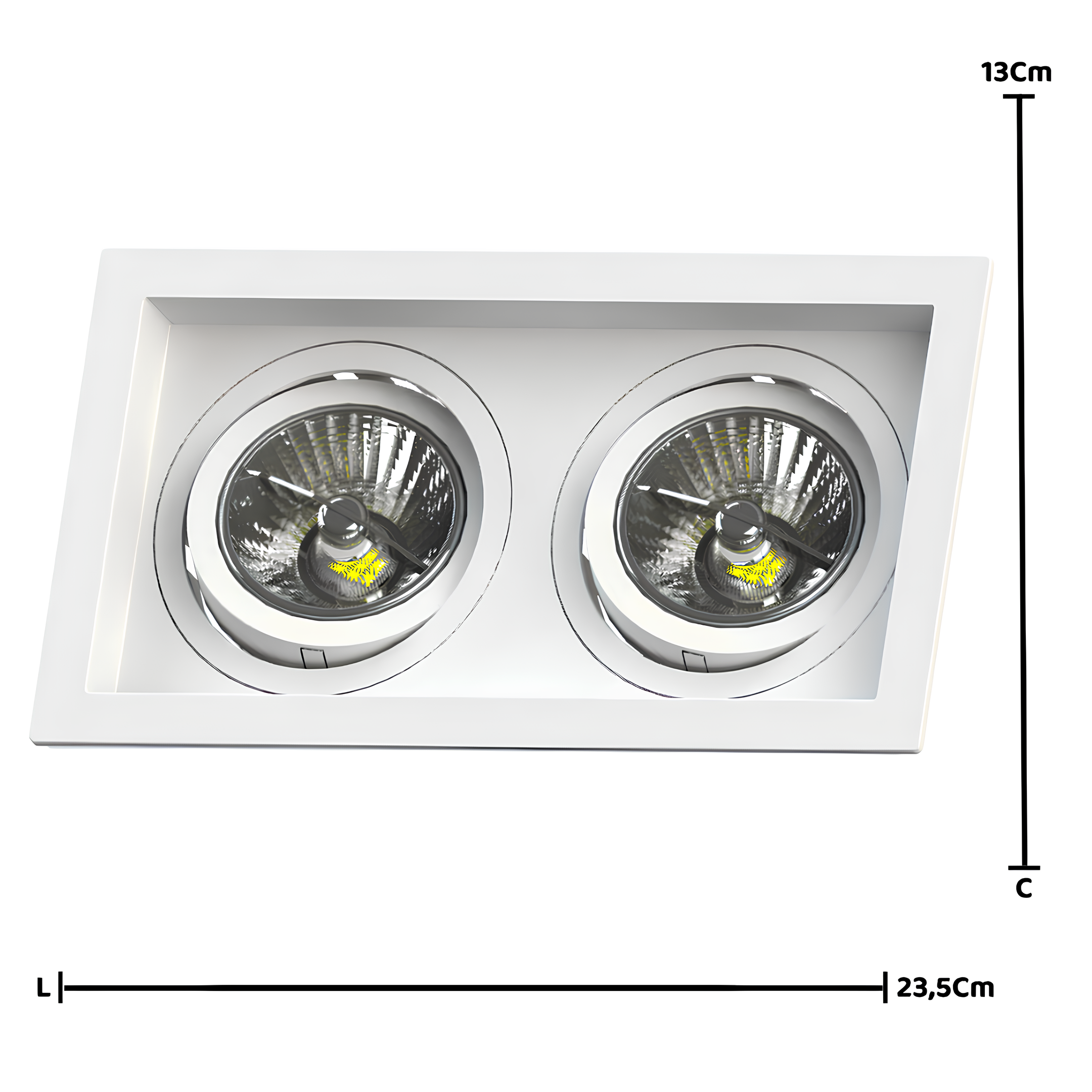Spot Retangular Recuado 2XAr70 Branco 5W 2700K 525Lm Philips