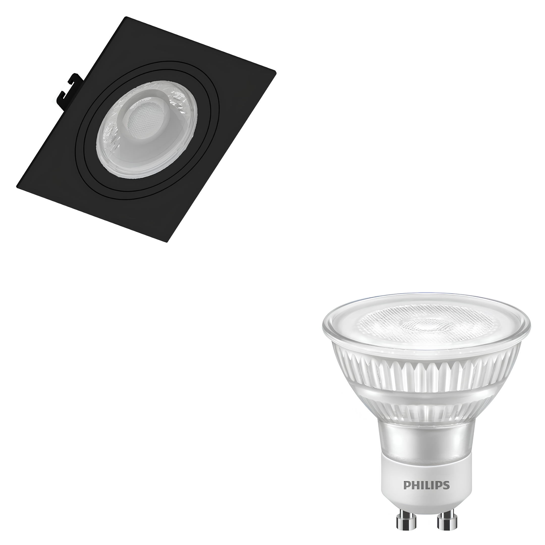 Spot Quadrado Embutir Dicroica Preto 4W 350Lm 36° Philips