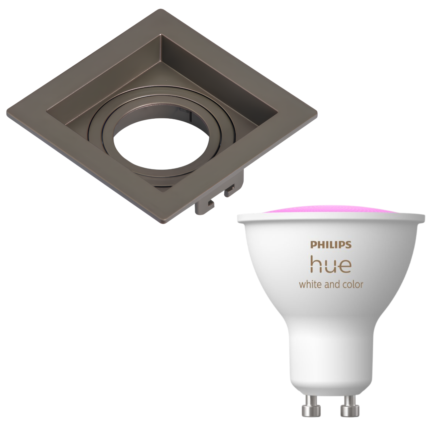 Spot Quadrado Recuado Dicroica Chumbo 4,7W Rgb Philips Hue