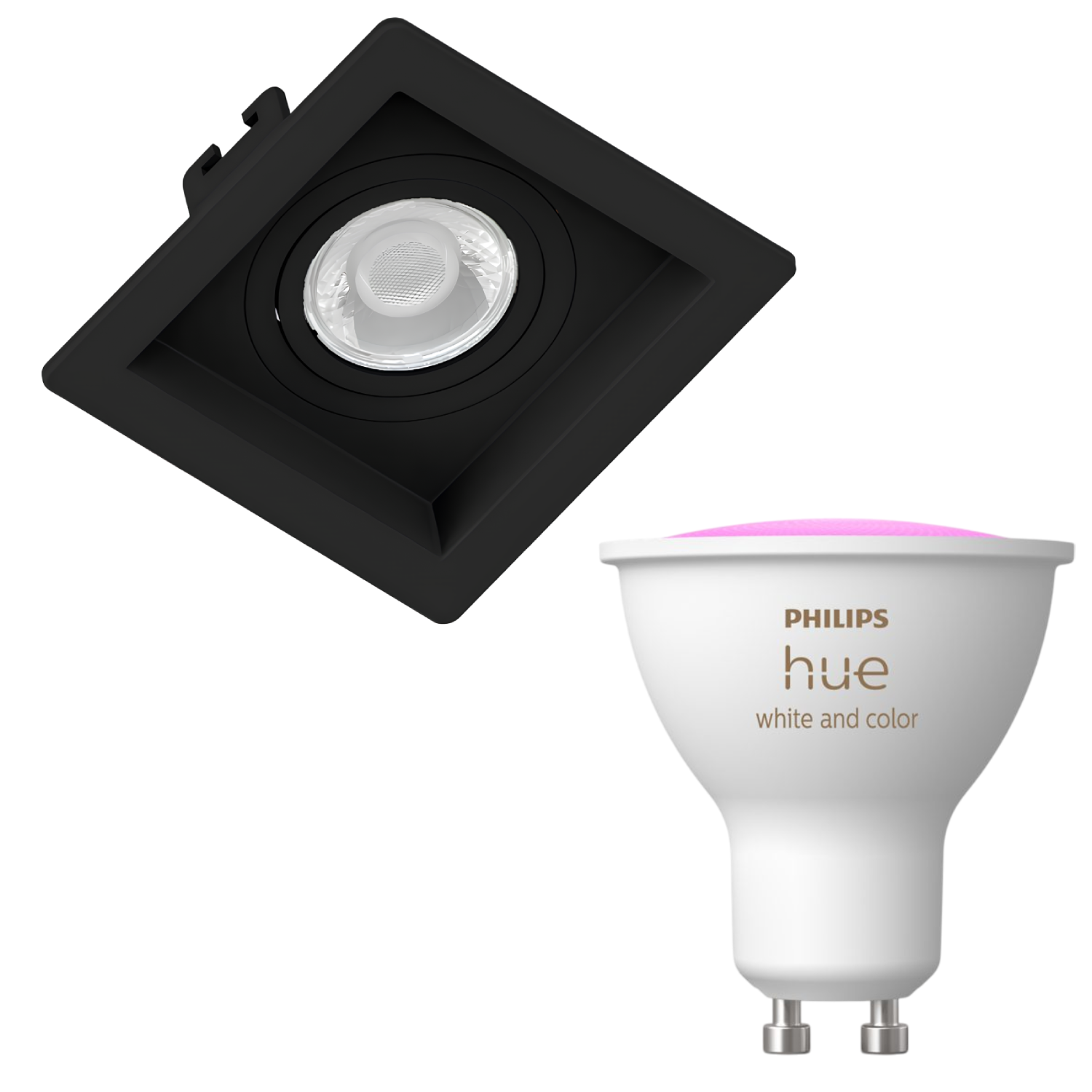 Spot Quadrado Recuado Dicroica Preto 4,7W Rgb Philips Hue