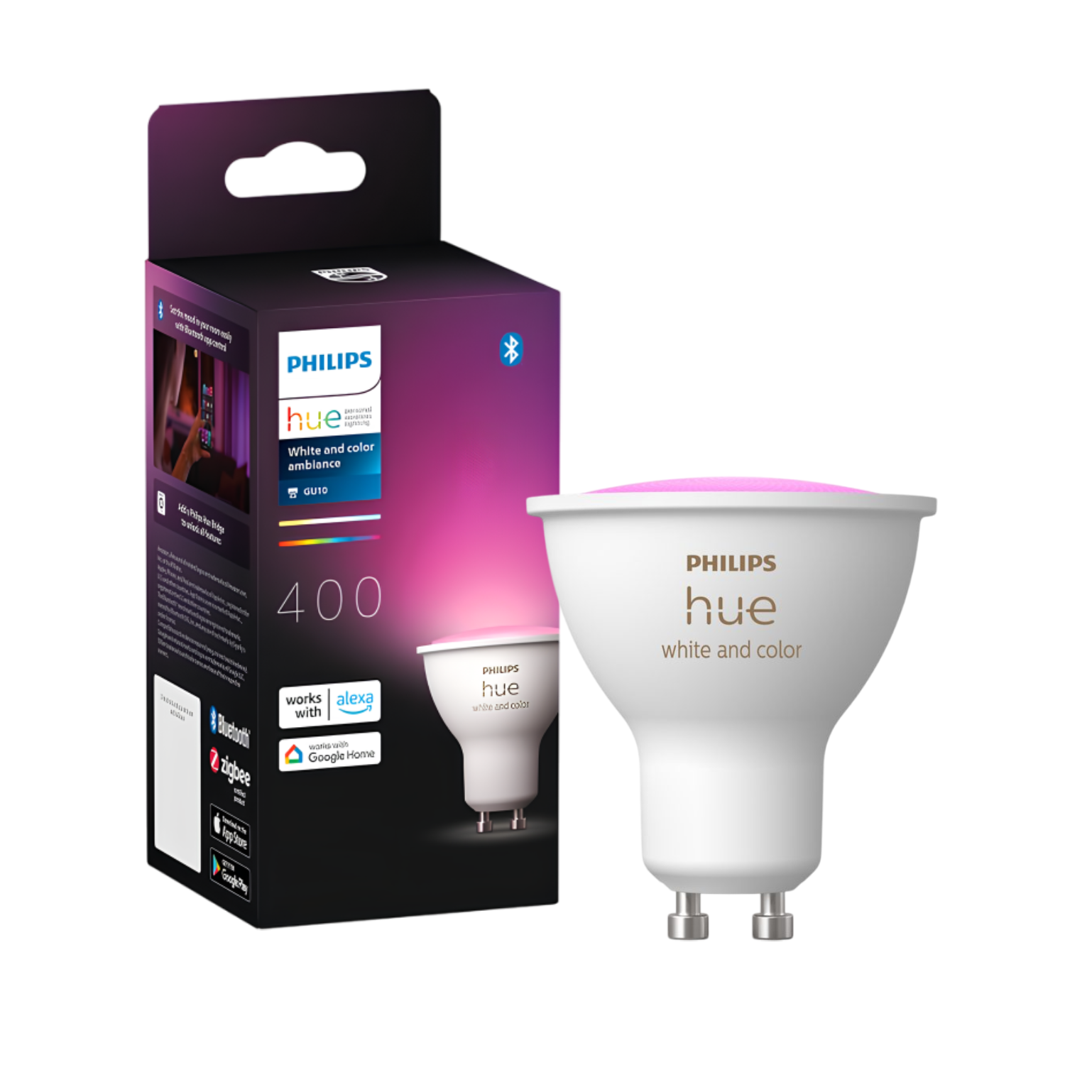 Spot Retang Embutir 2x Dicroica Br/Pt 4,7W Rgb Philips Hue