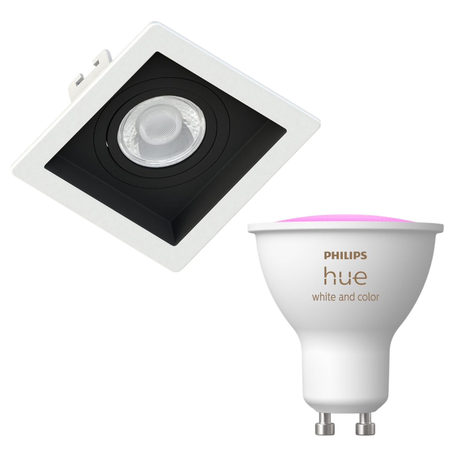 Spot Quadrado Embutir Dicroica Br/Pt 4,7W Rgb Philips Hue