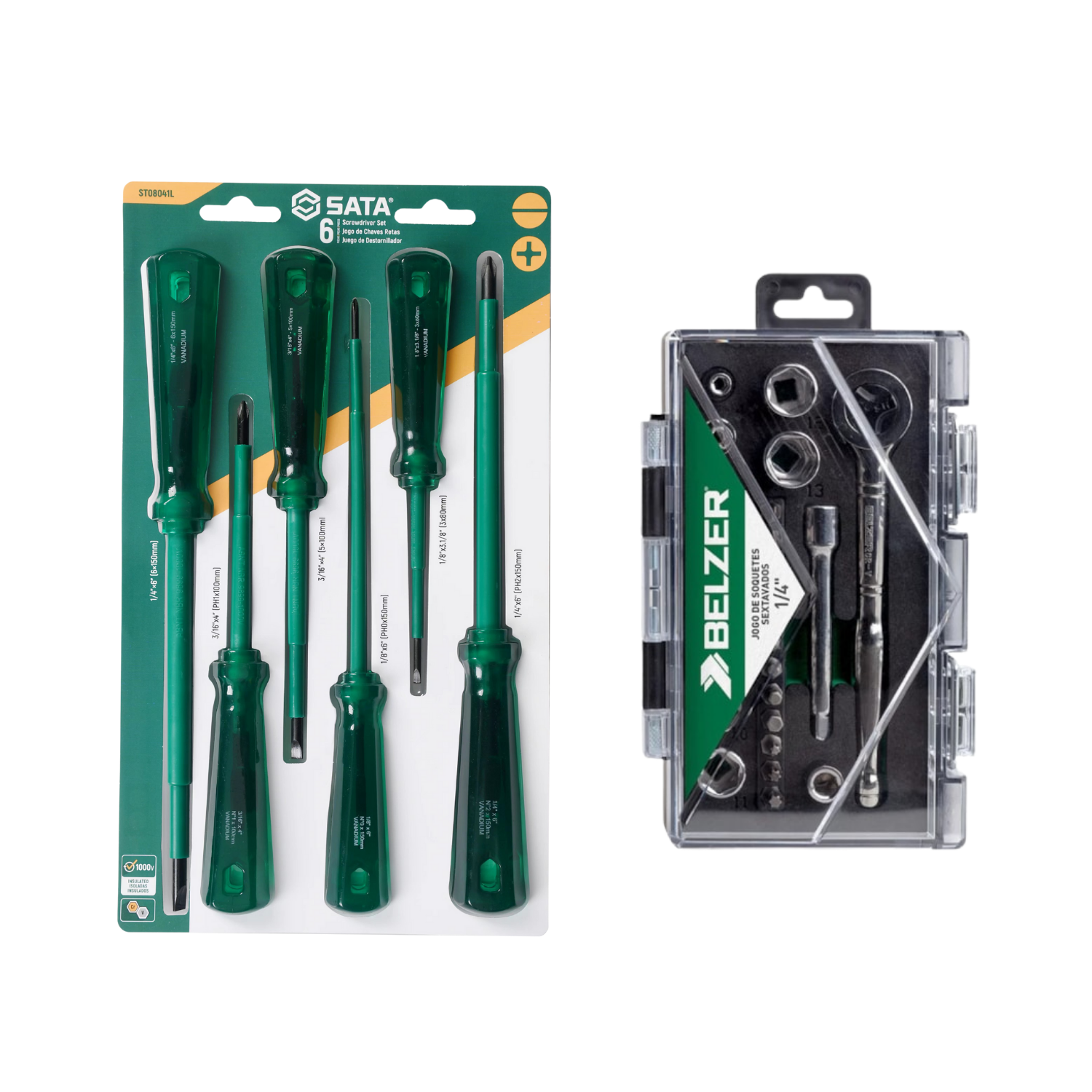 Kit Jogo De Chaves Fenda/Philips + Jogo De Soquetes