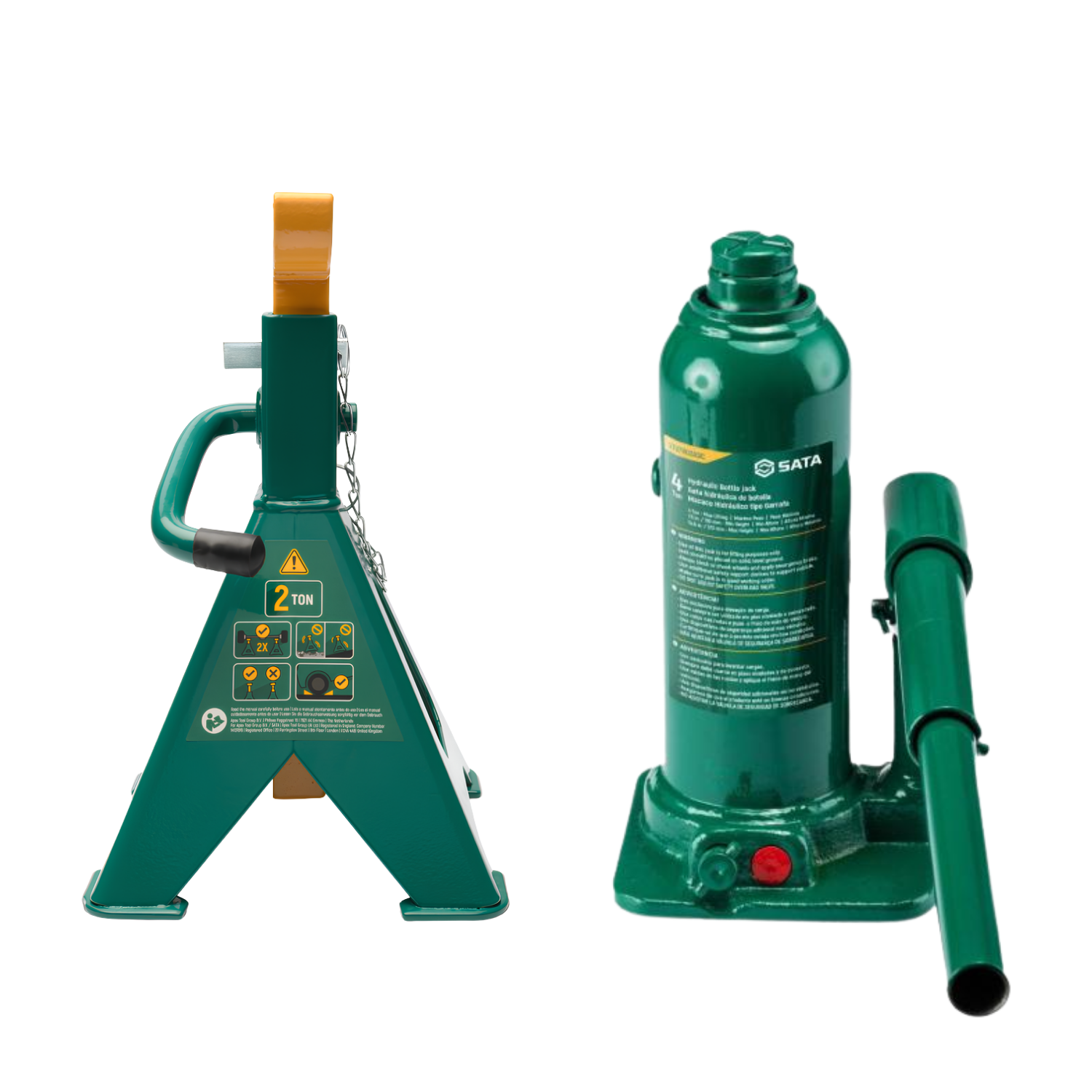 Kit Cavalete Para Veiculo + Macaco Hidraulico Sata