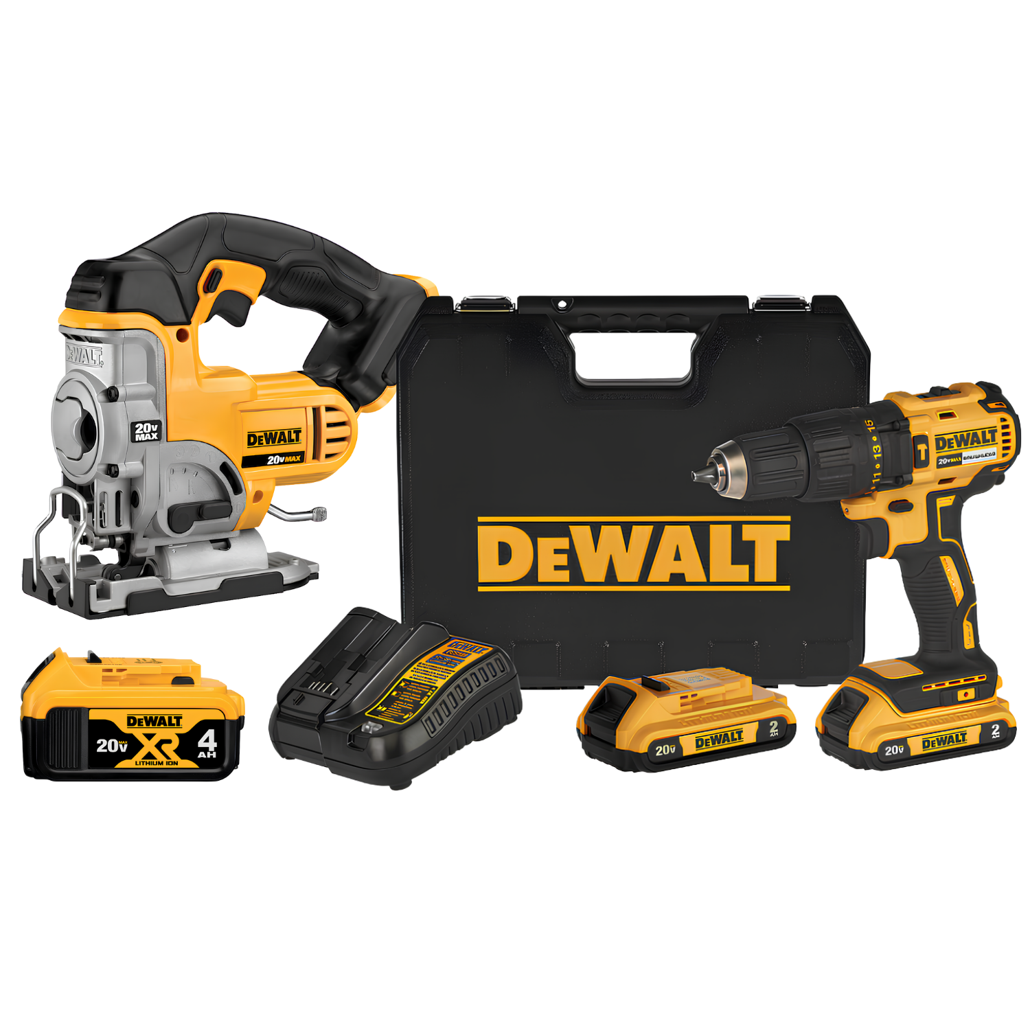 Serra Tico-Tico 20V + Parafusadeira/Furadeira E Bateria Dewalt