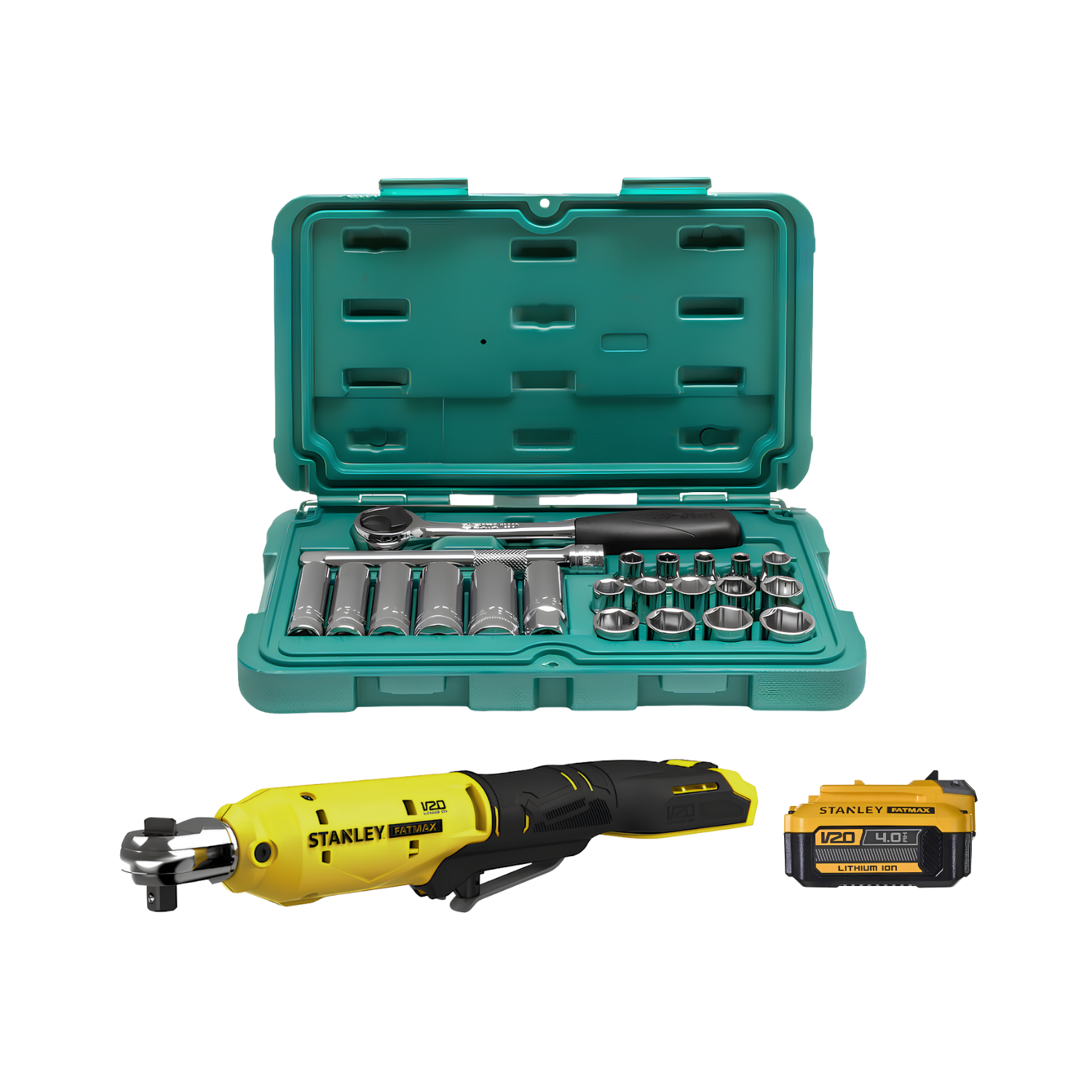 Chave Catraca 3/8" 10Mm 20V + Bateria E Jogo De Soquetes