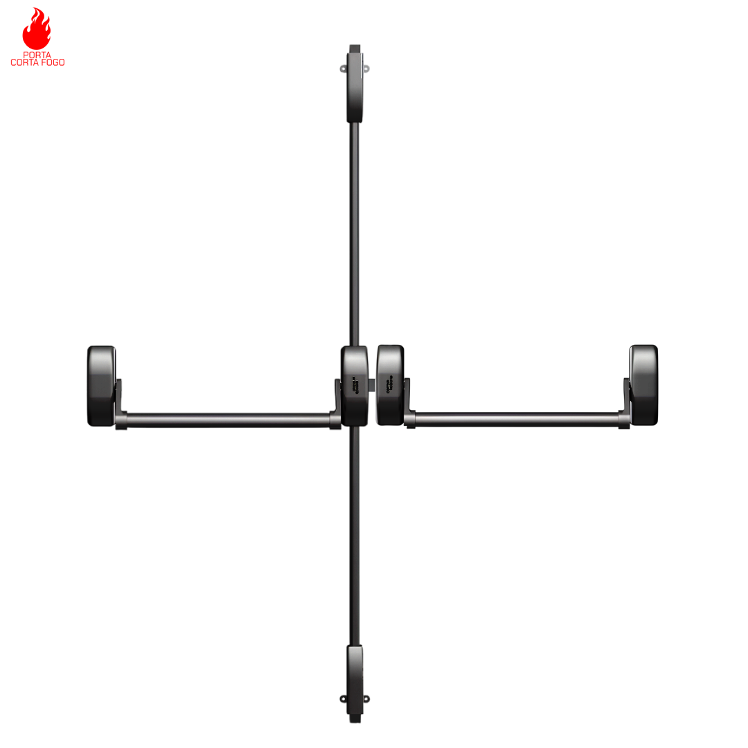Barra Antipanico Pha1000 Porta Dupla Preta 3Mts 3 Pontos De Travamento Dorma