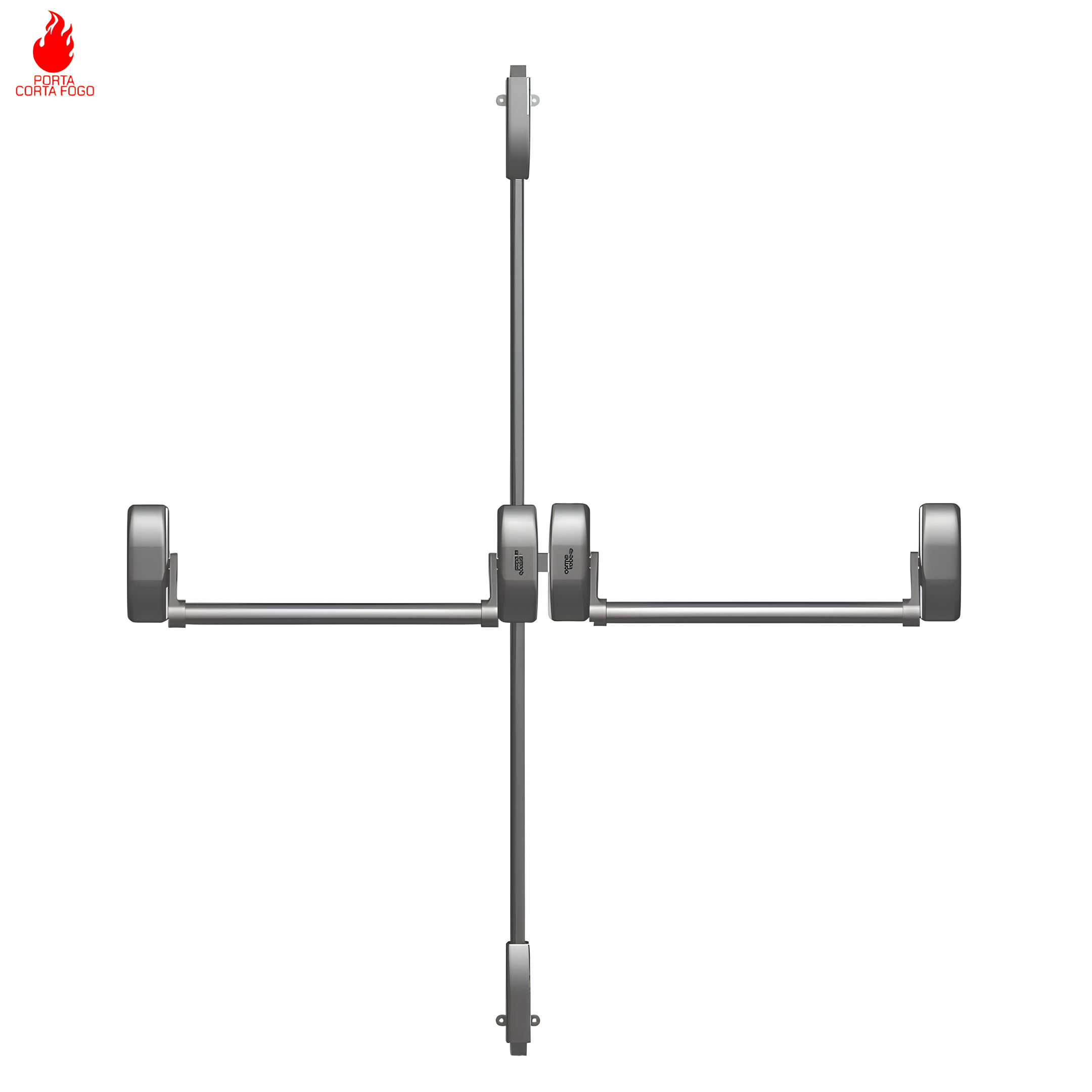 Barra Antipanico Pha1000 Porta Dupla Prata 3Mts 3 Pontos De Travamento Dorma