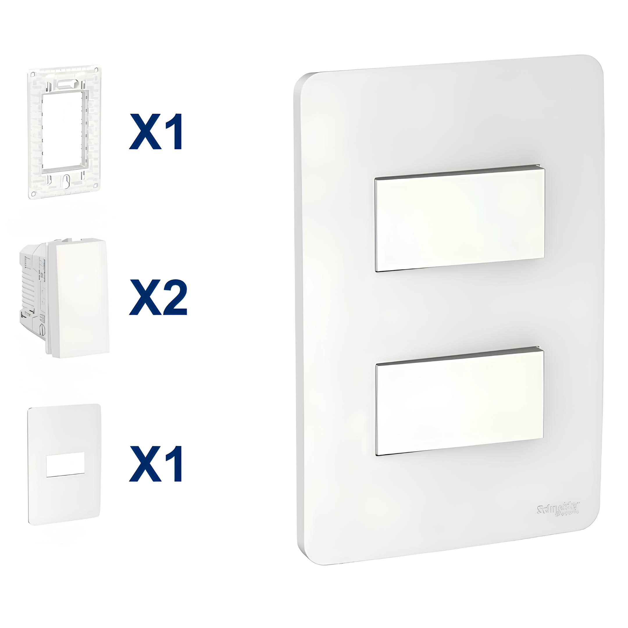 Conjunto De Interruptor Paralelo 2 Modulo 10A 4X2 Br Orion Schneider