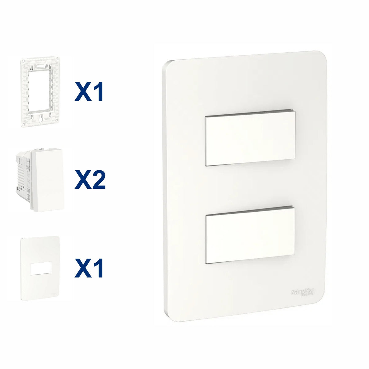 Conjunto De Interruptor Simples 2 Modulo 10A 4X2 Br Orion Schneider