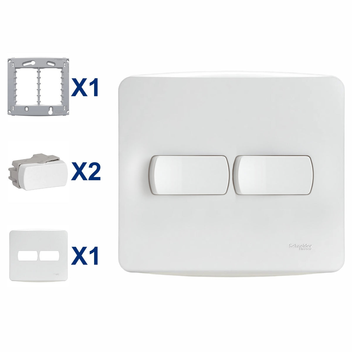 Conjunto De Interruptor Simples 2 Modulo 10A 4X4 Miluz Schneider
