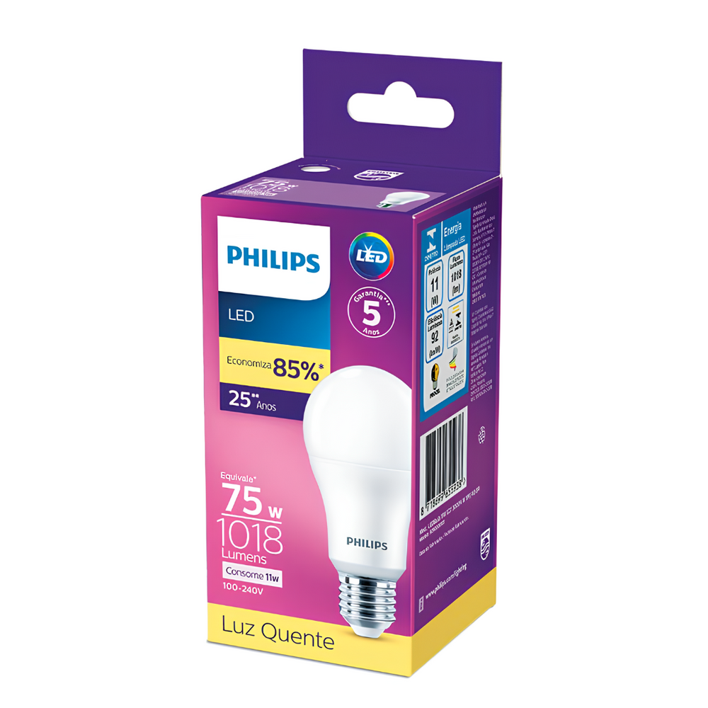 Kit 3 Lampada Led Bulbo 11W 1018Lm 180° Bivolt E27 Philips