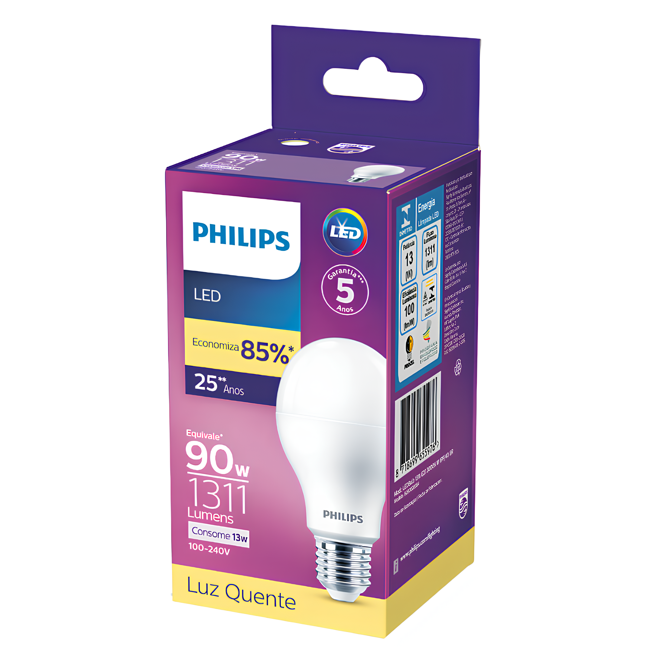 Kit 3 Lampada Led Bulbo 13W 1311Lm 180° Bivolt E27 Philips