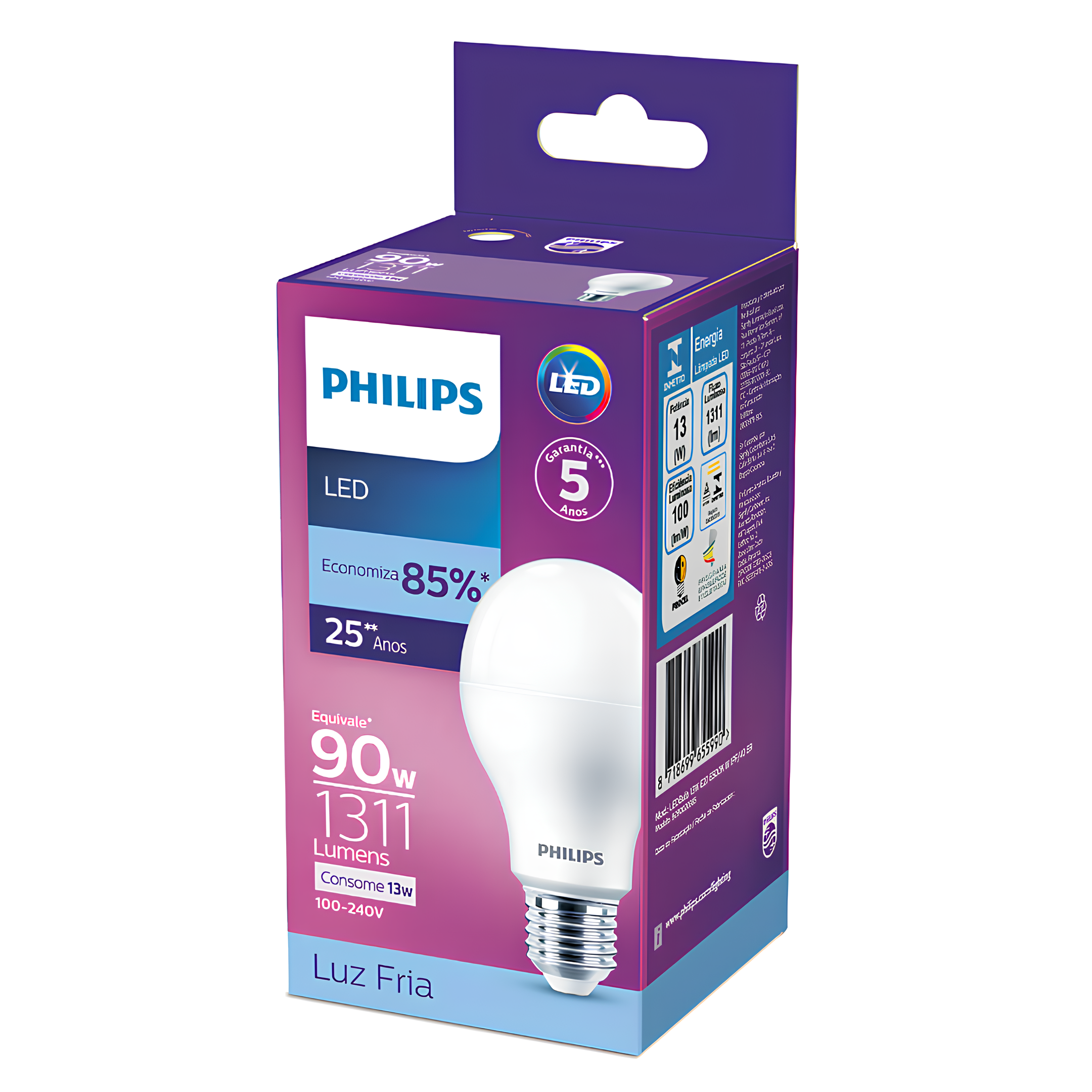 Kit 3 Lampada Led Bulbo 13W 1311Lm 180° Bivolt E27 Philips