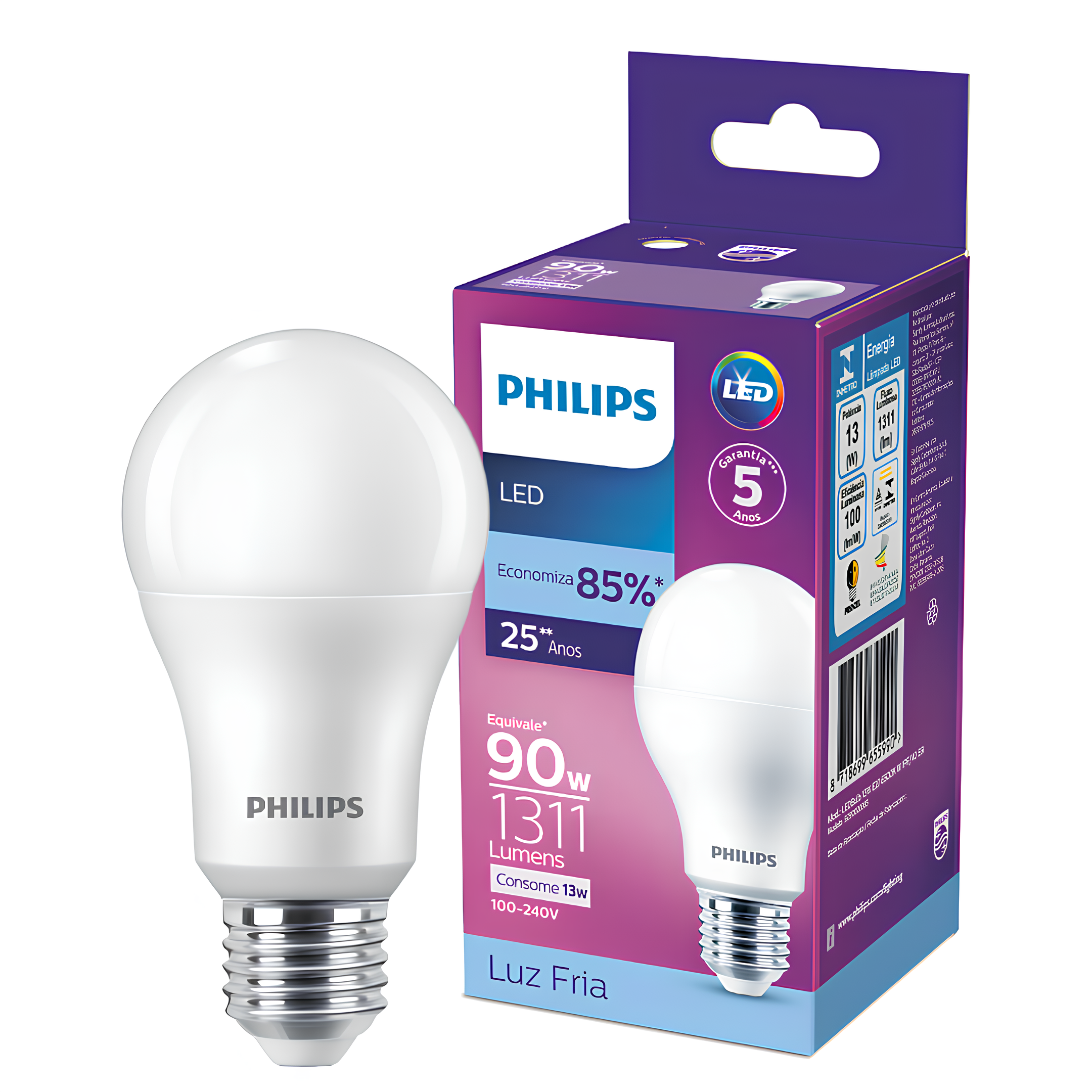 Kit 3 Lampada Led Bulbo 13W 1311Lm 180° Bivolt E27 Philips