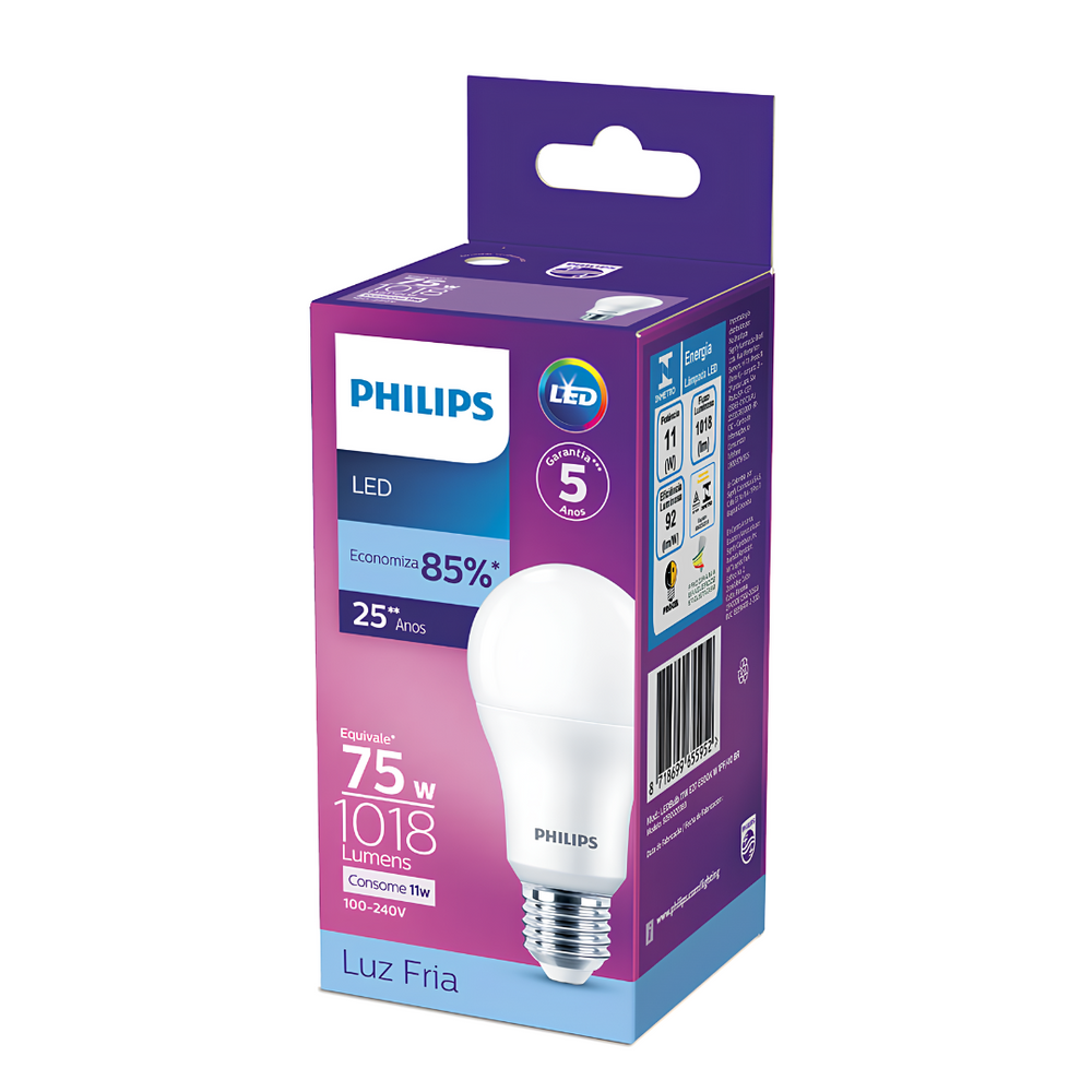 Kit 3 Lampada Led Bulbo 11W 1018Lm 180° Bivolt E27 Philips